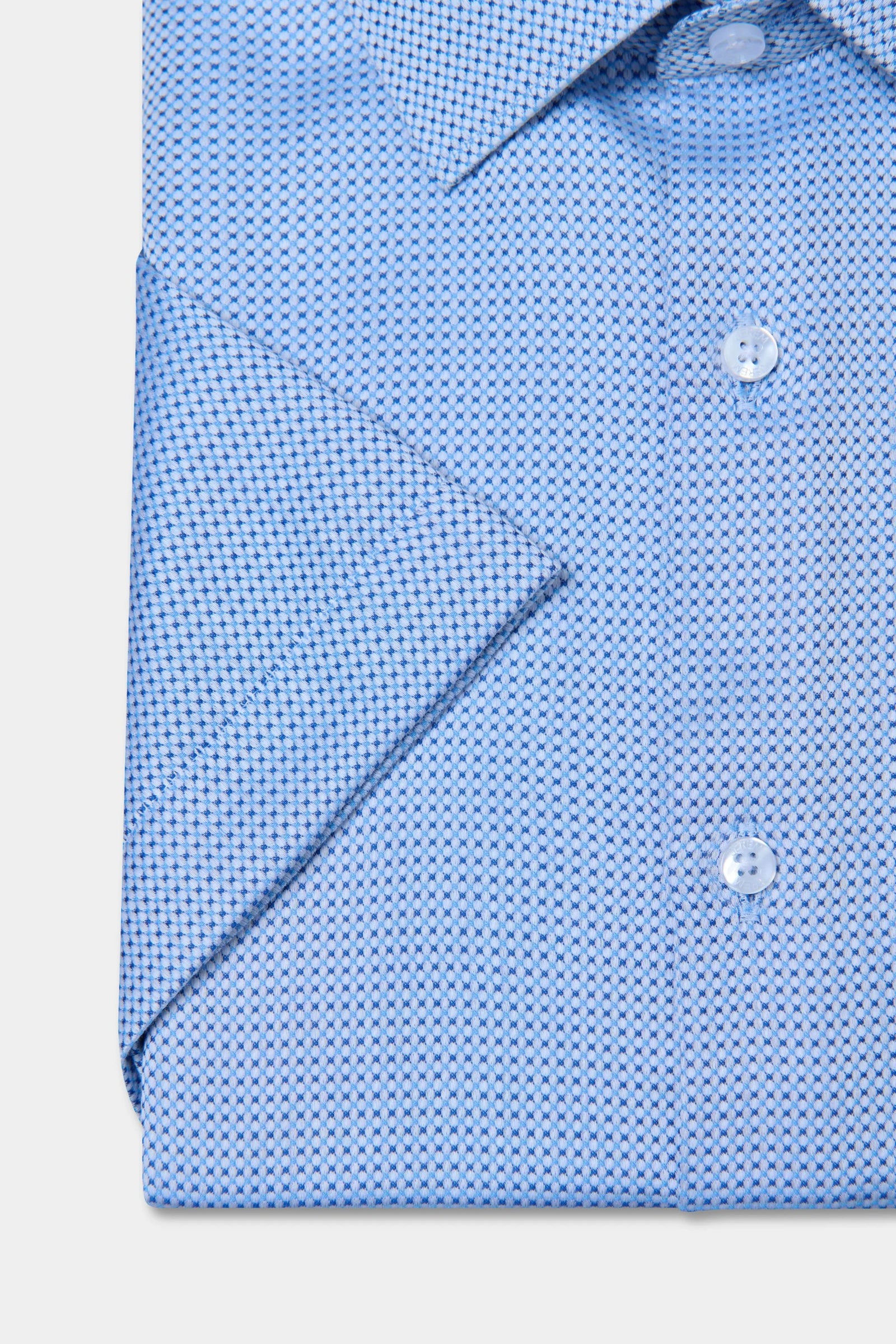 Chemise manche courtes, coton col classique sans repassage Jerem, coupe droite, sans repassage