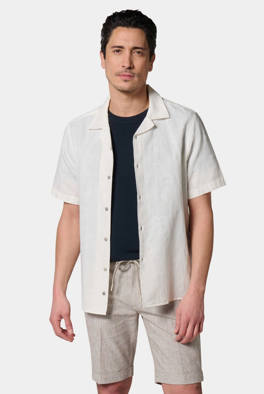 Chemise col bowling en jacquard manches courtes coupe confortable Jerem, manches courtes, coupe confortable