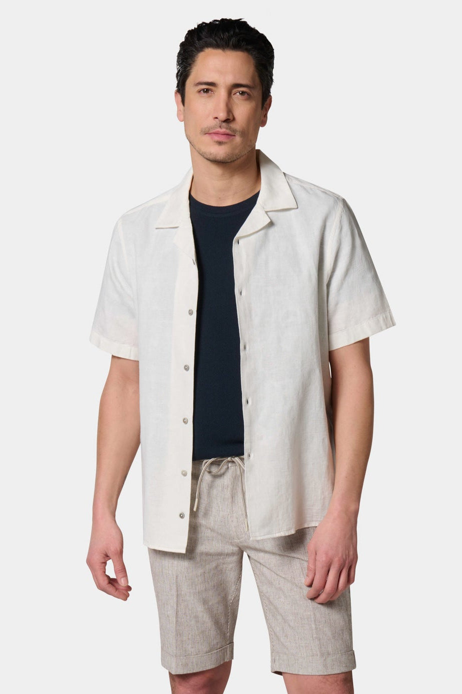 Chemise col bowling en jacquard manches courtes coupe confortable Jerem, manches courtes, coupe confortable