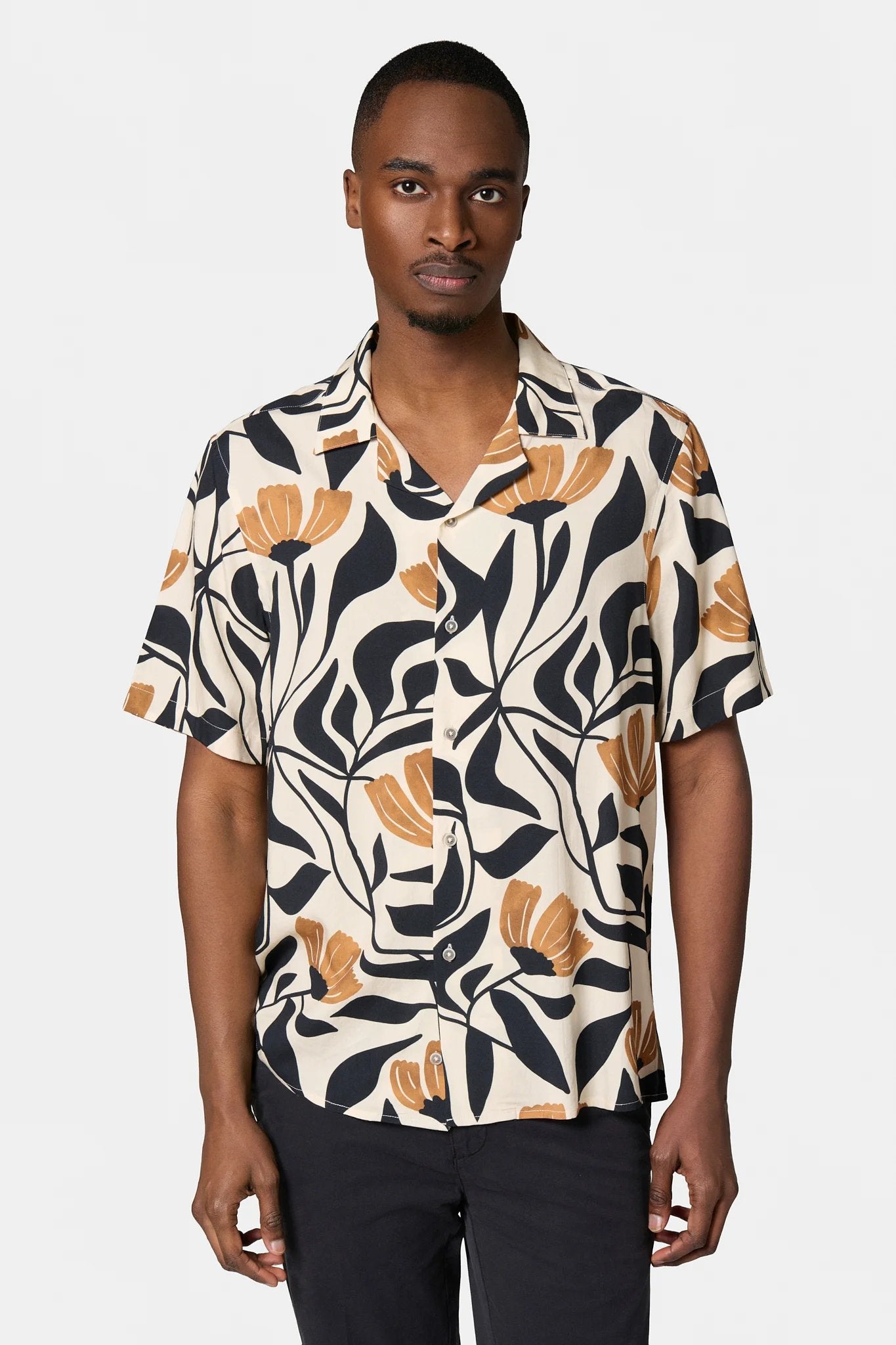 Chemise en imprimée stretch manches courtes Jerem, manches courtes, coupe confortable
