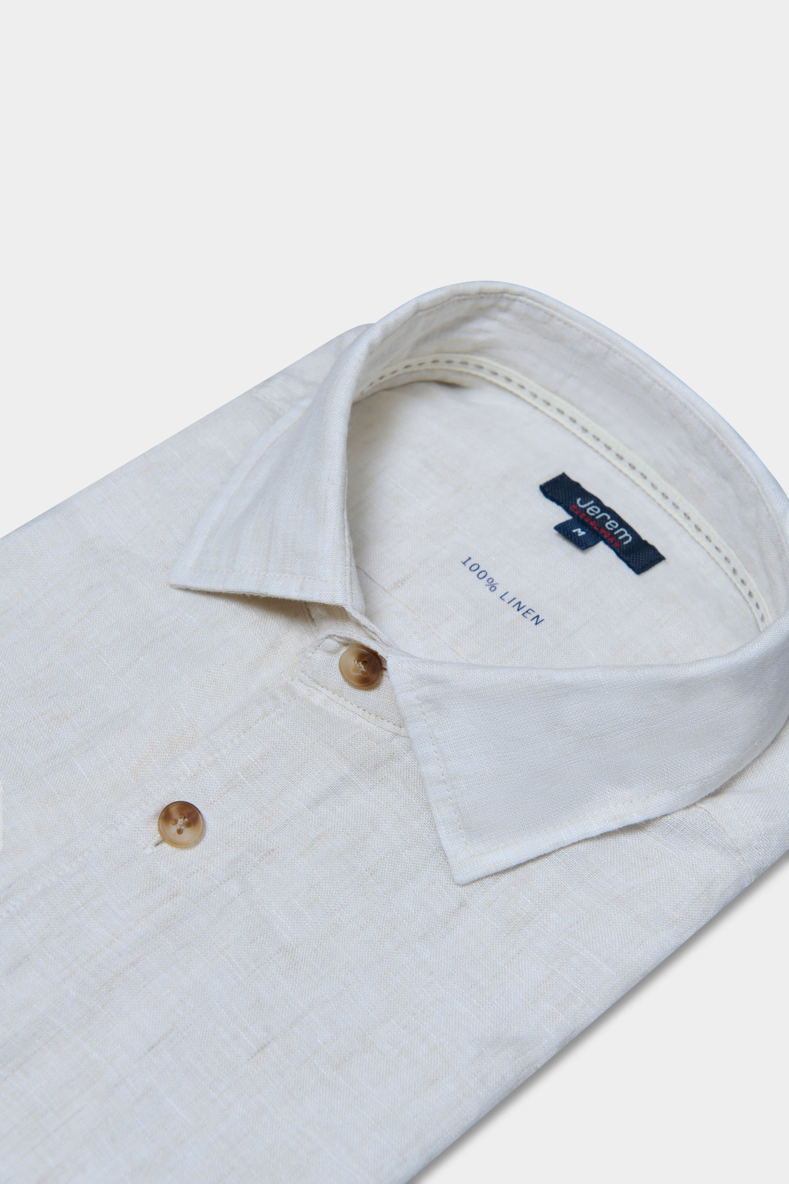 Pur lin manches courtes — Chemise Jerem, col classique, manches courtes
