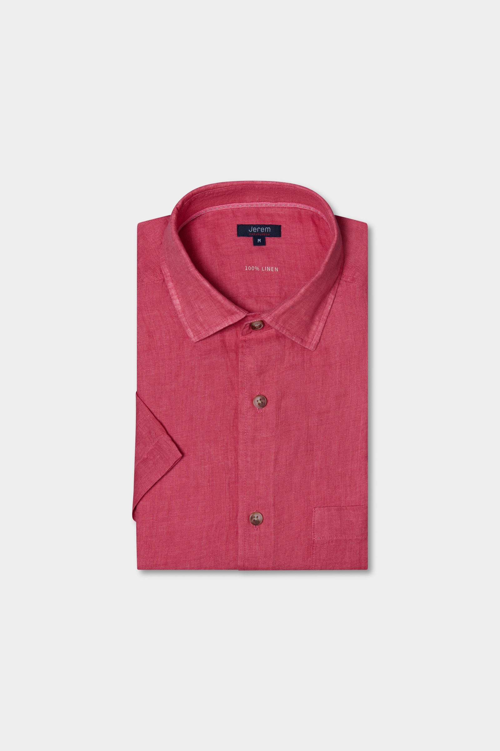 Chemise en pur lin manches courtes Jerem, coupe confortable, col classique