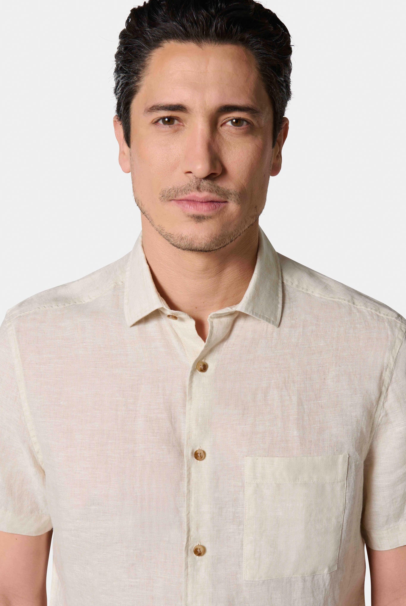 Chemise en pur lin manches courtes Jerem, manches courtes, coupe confortable