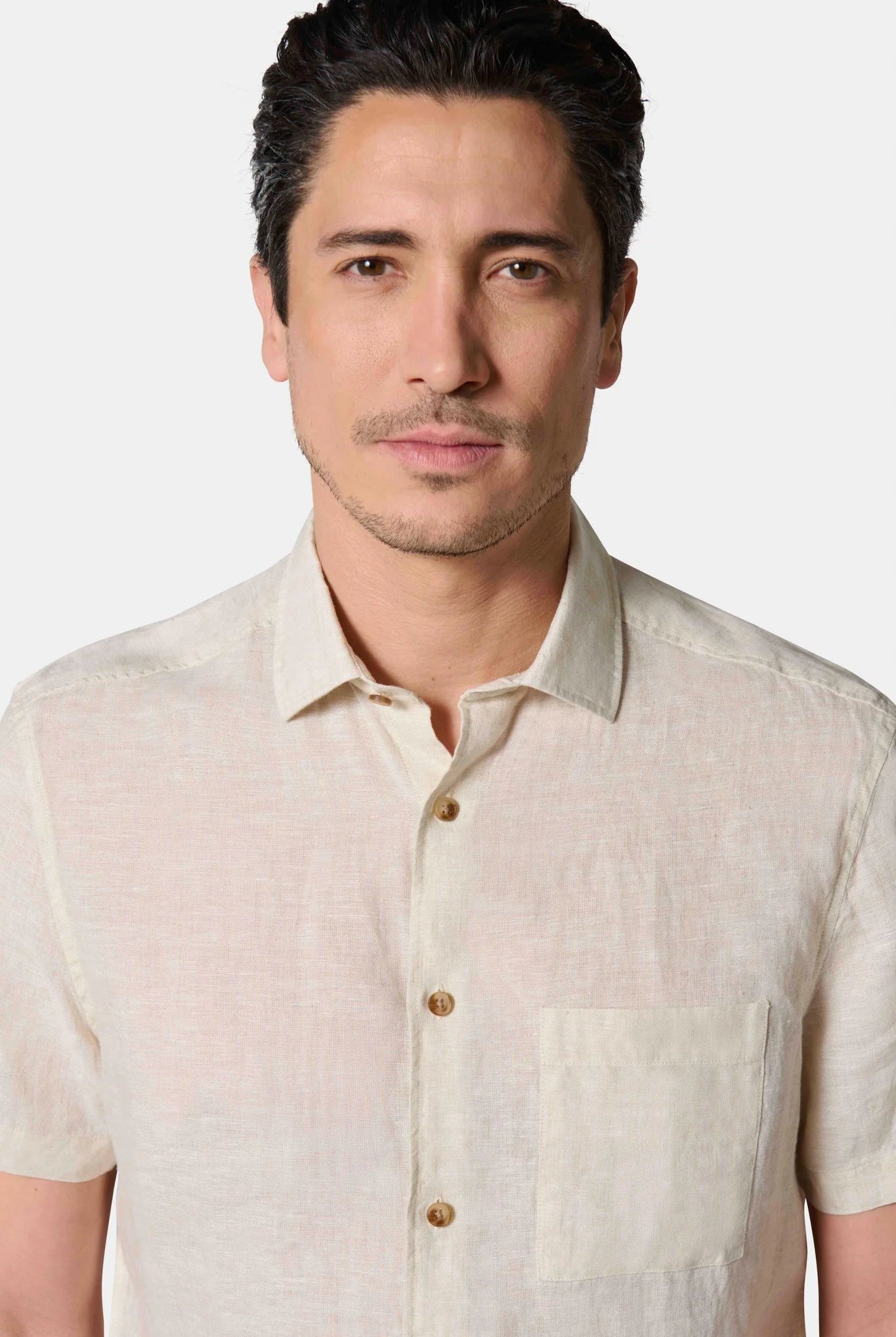 Chemise en pur lin manches courtes Jerem, manches courtes, coupe confortable