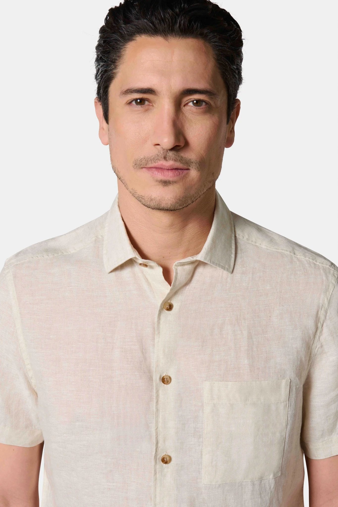 Chemise en pur lin manches courtes Jerem, manches courtes, coupe confortable