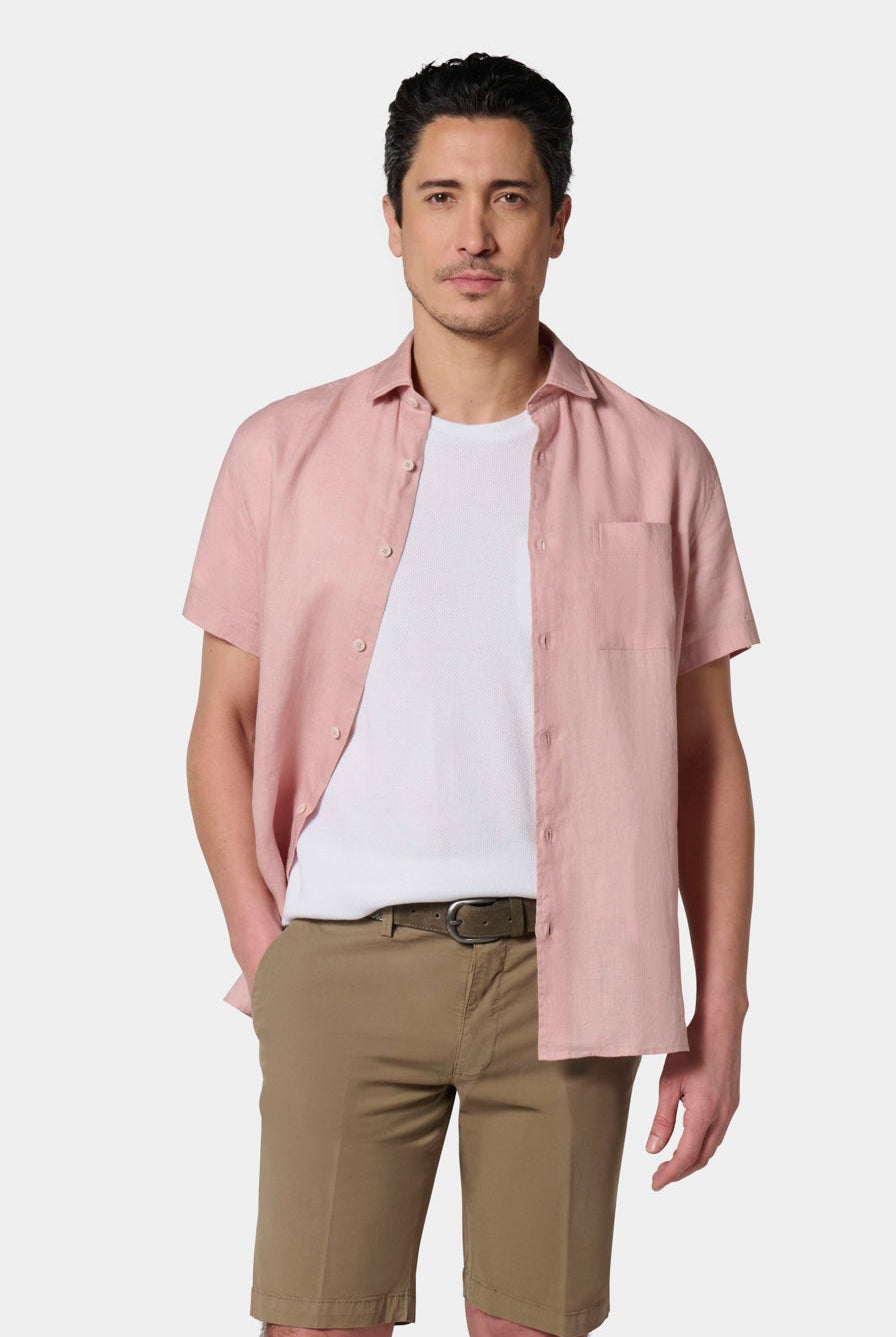 Chemise en lin manches courtes et col classique Jerem, col classique, manches courtes, coupe confortable, coloris beige