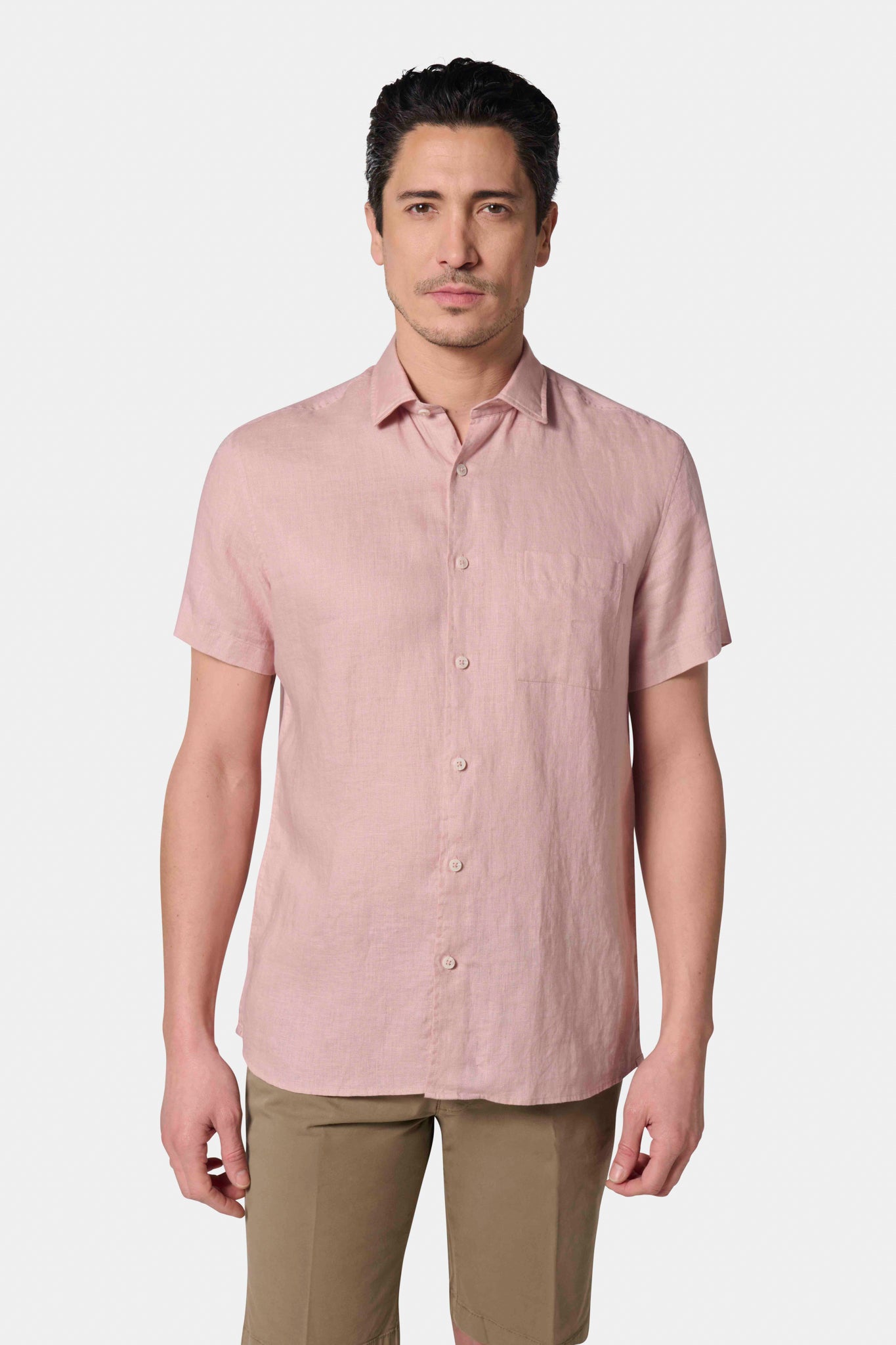 Chemise, lin manches courtes et col classique Jerem, manches courtes, coupe confortable, coloris beige