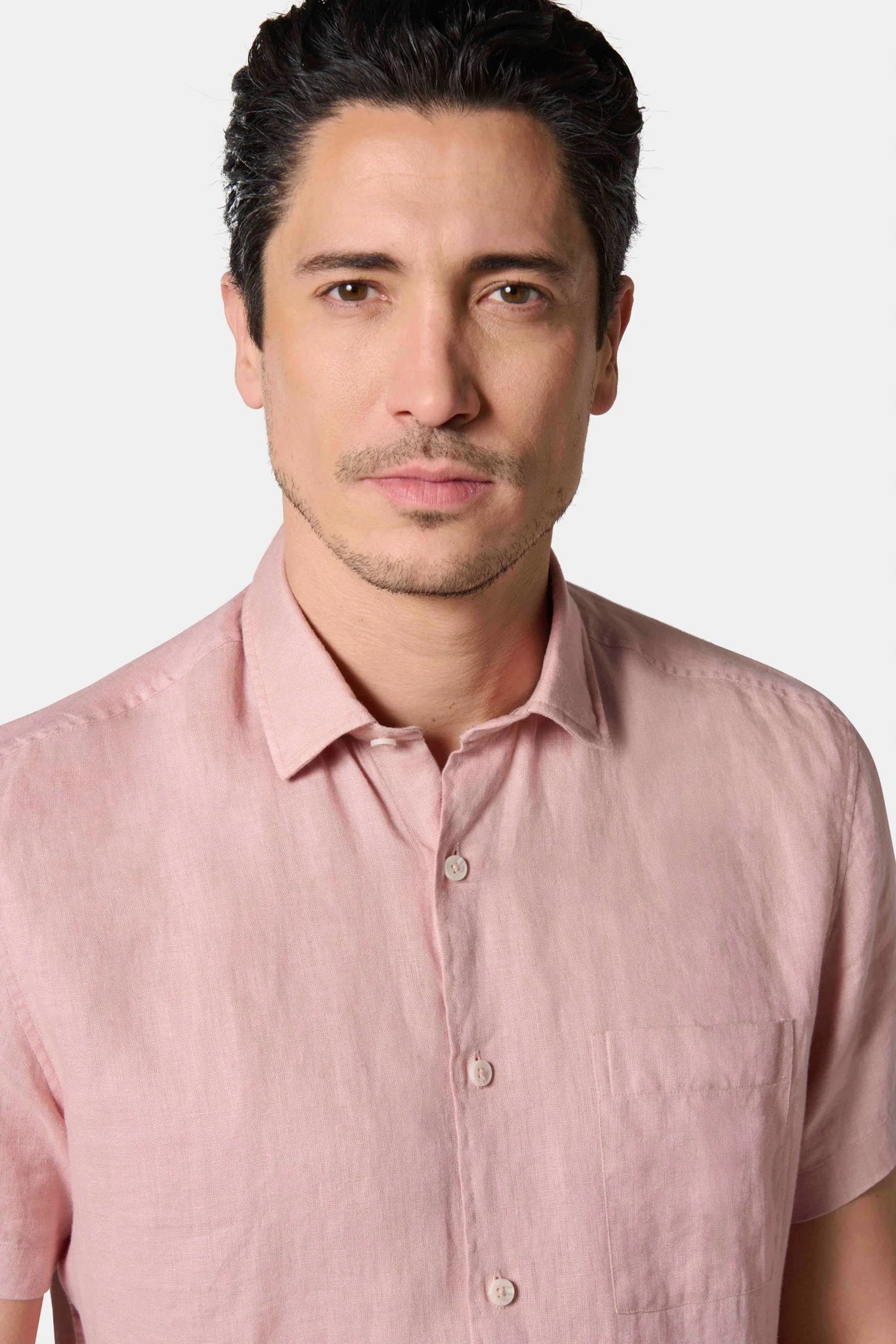 Lin manches courtes et col classique — Chemise Jerem, coupe confortable, col classique, coloris beige