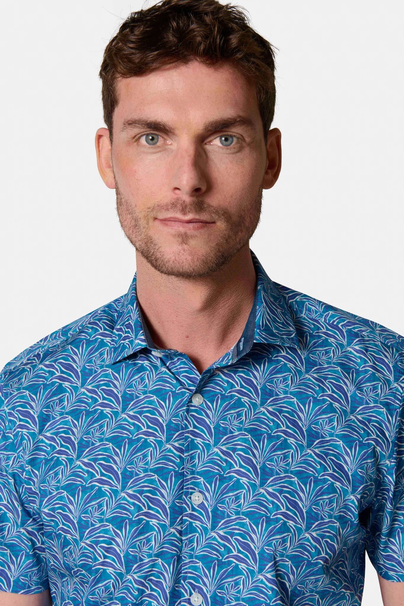 Chemise imprimée fleurie manches courtes col classique Jerem, manches courtes, coupe confortable