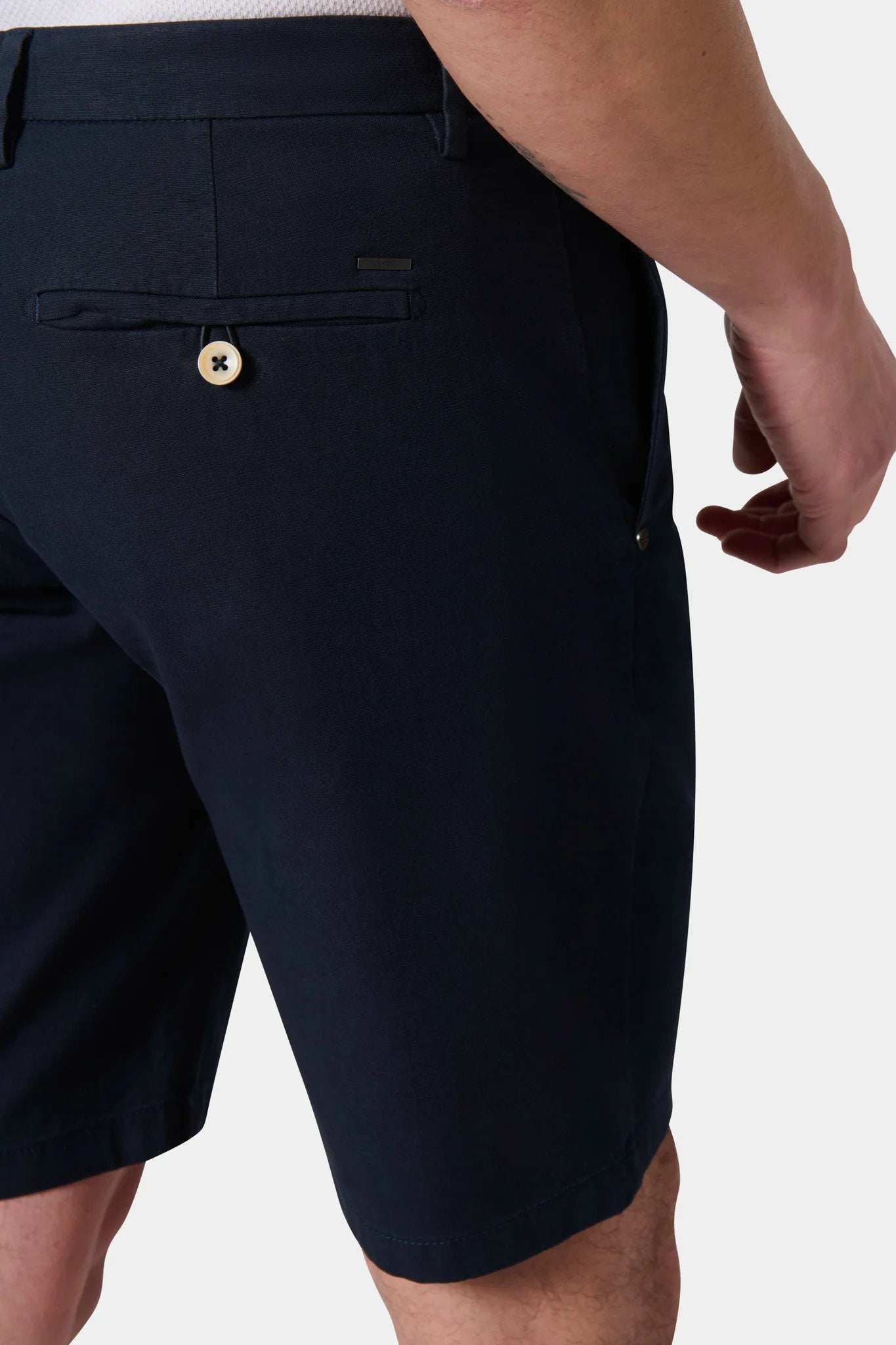 Bermuda en lin stretch Jerem, ceinture sartoriale stretch, ceinture sartoriale