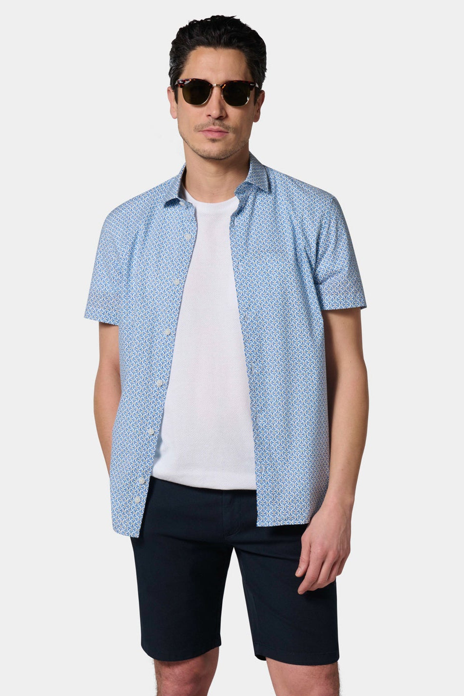 Chemise imprimée feuillage manches courtes coupe confortable Jerem, col classique, manches courtes, coupe confortable