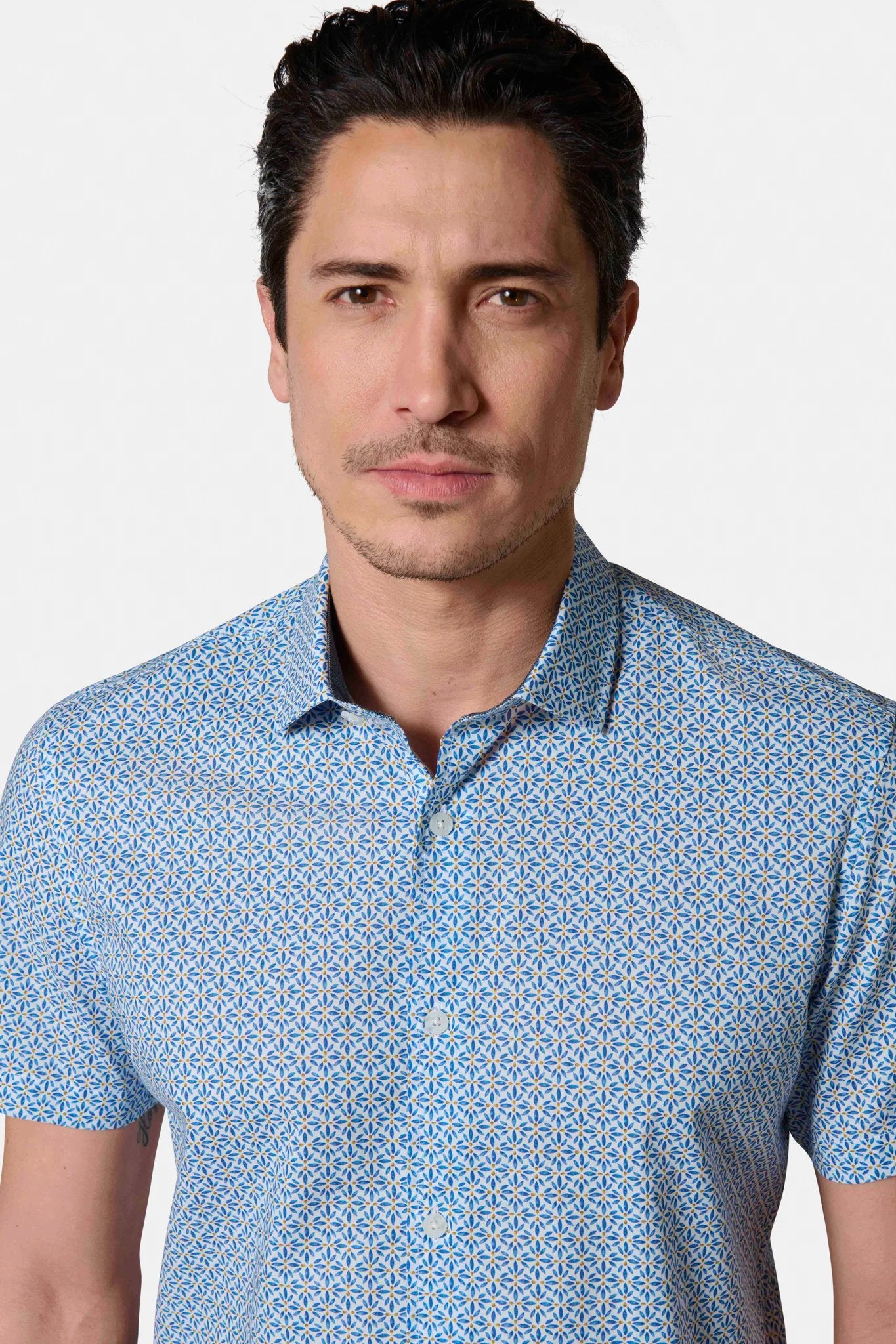 Chemise imprimée feuillage manches courtes Jerem, coupe confortable, col classique