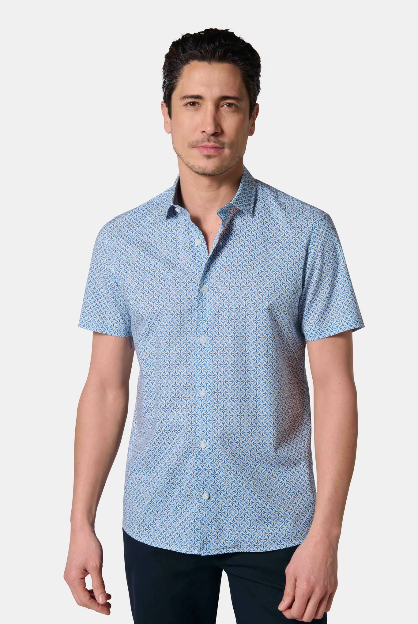 Chemise imprimée feuillage manches courtes confortable Jerem, manches courtes, coupe confortable