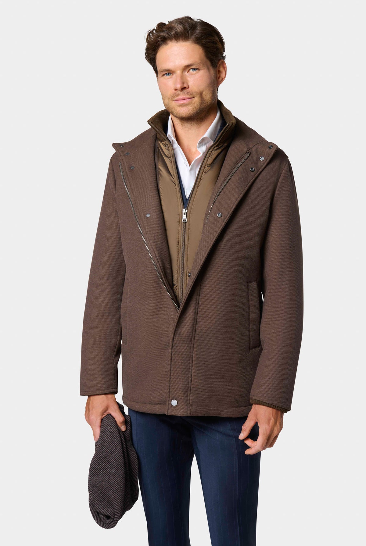 Manteau mi-long col montant à plastron amovible Jerem Paris