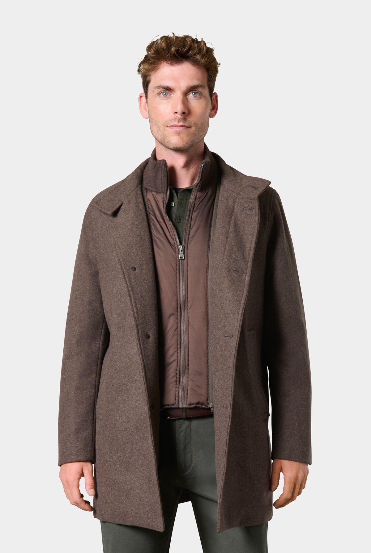 Manteau en laine col officier marron Jerem – vue 2