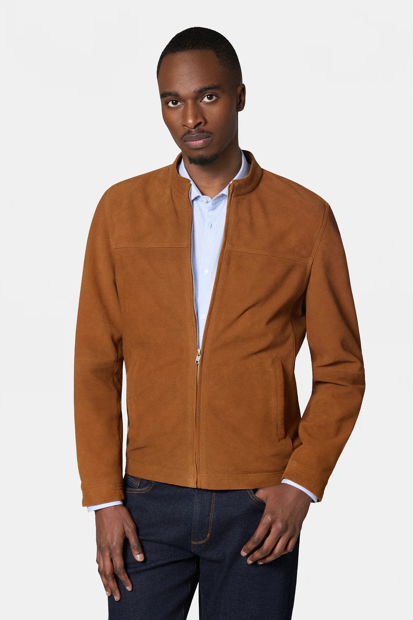 Blouson en cuir col montant Jerem