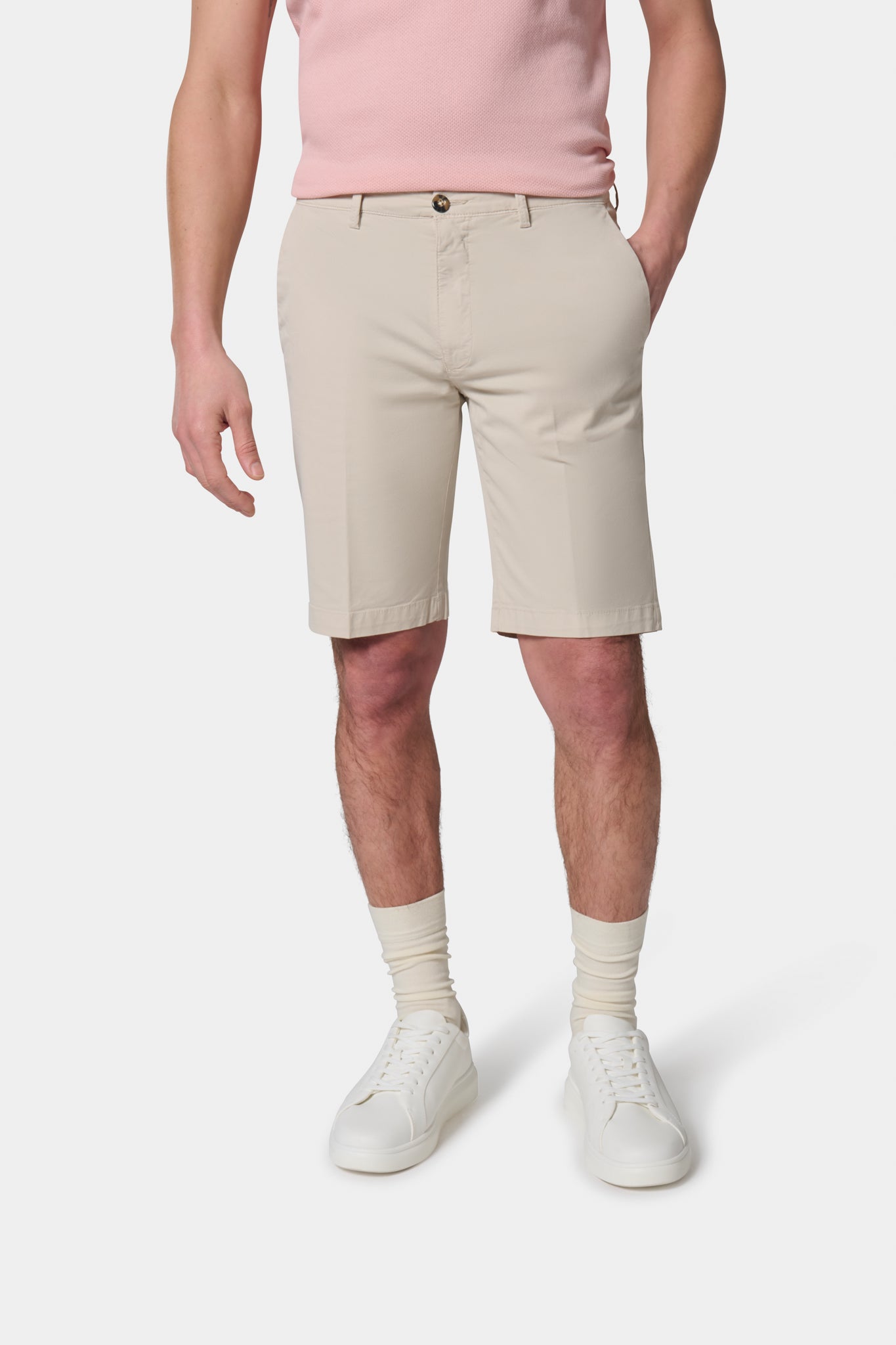 Bermudas décontracté en twill Jerem, poches italiennes, coloris beige
