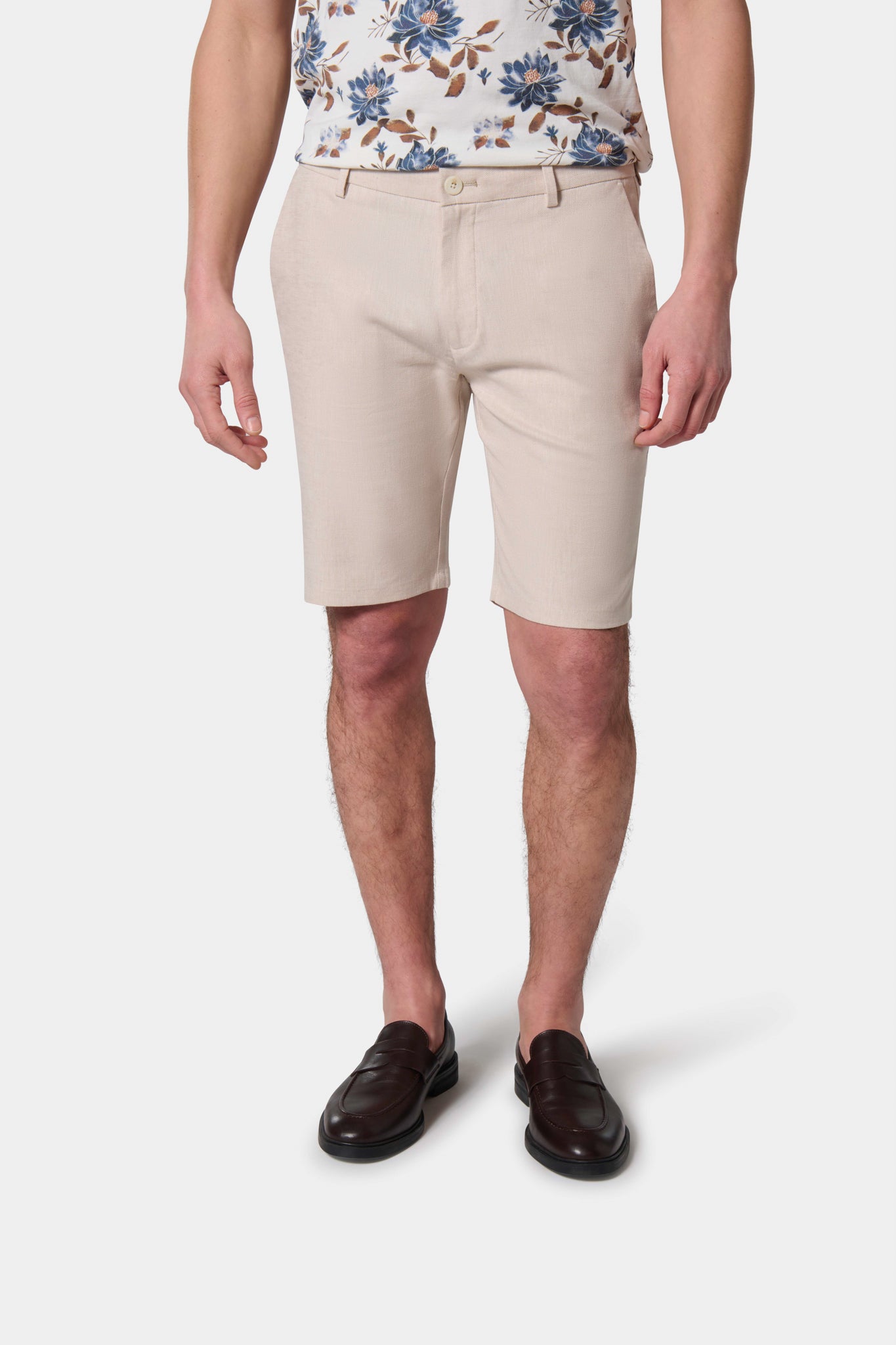 Bermuda de ville en lin-coton Jerem, ceinture sartoriale stretch, ceinture sartoriale