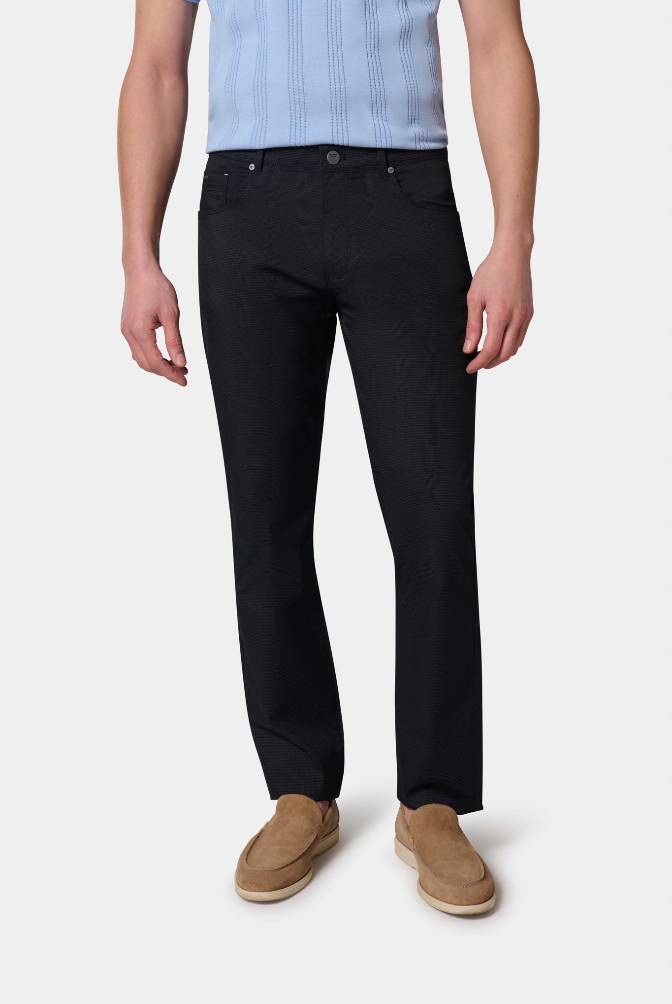 Pantalon 5 poches en sergé Jerem, poches plaquées surpiquées, coupe droite