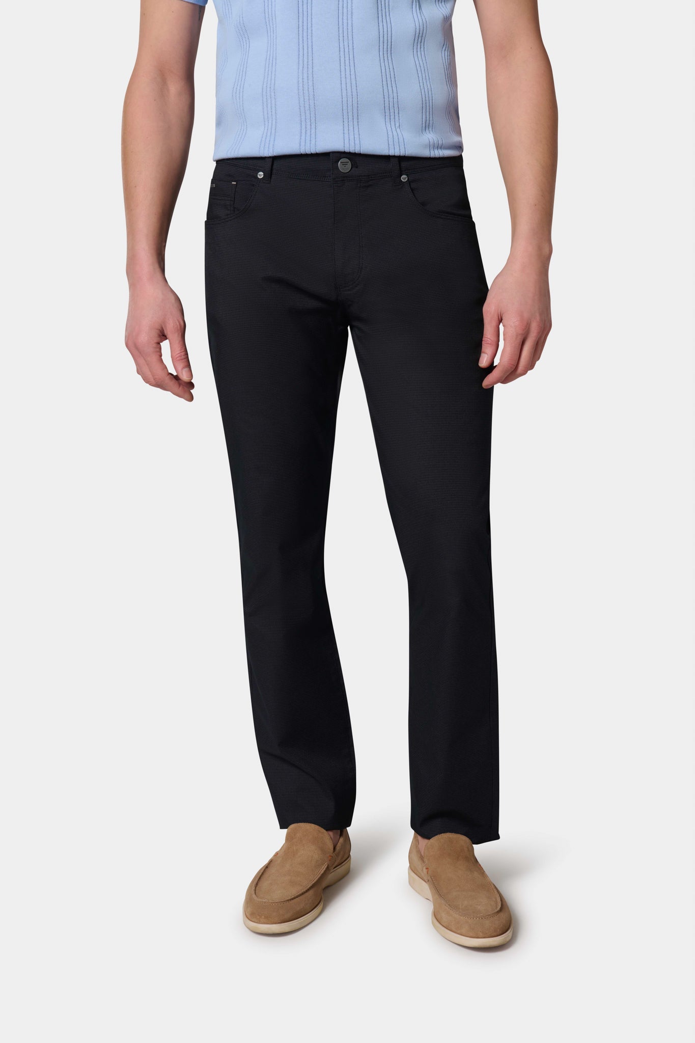 Pantalon 5 poches en sergé Jerem, poches plaquées surpiquées, coupe droite