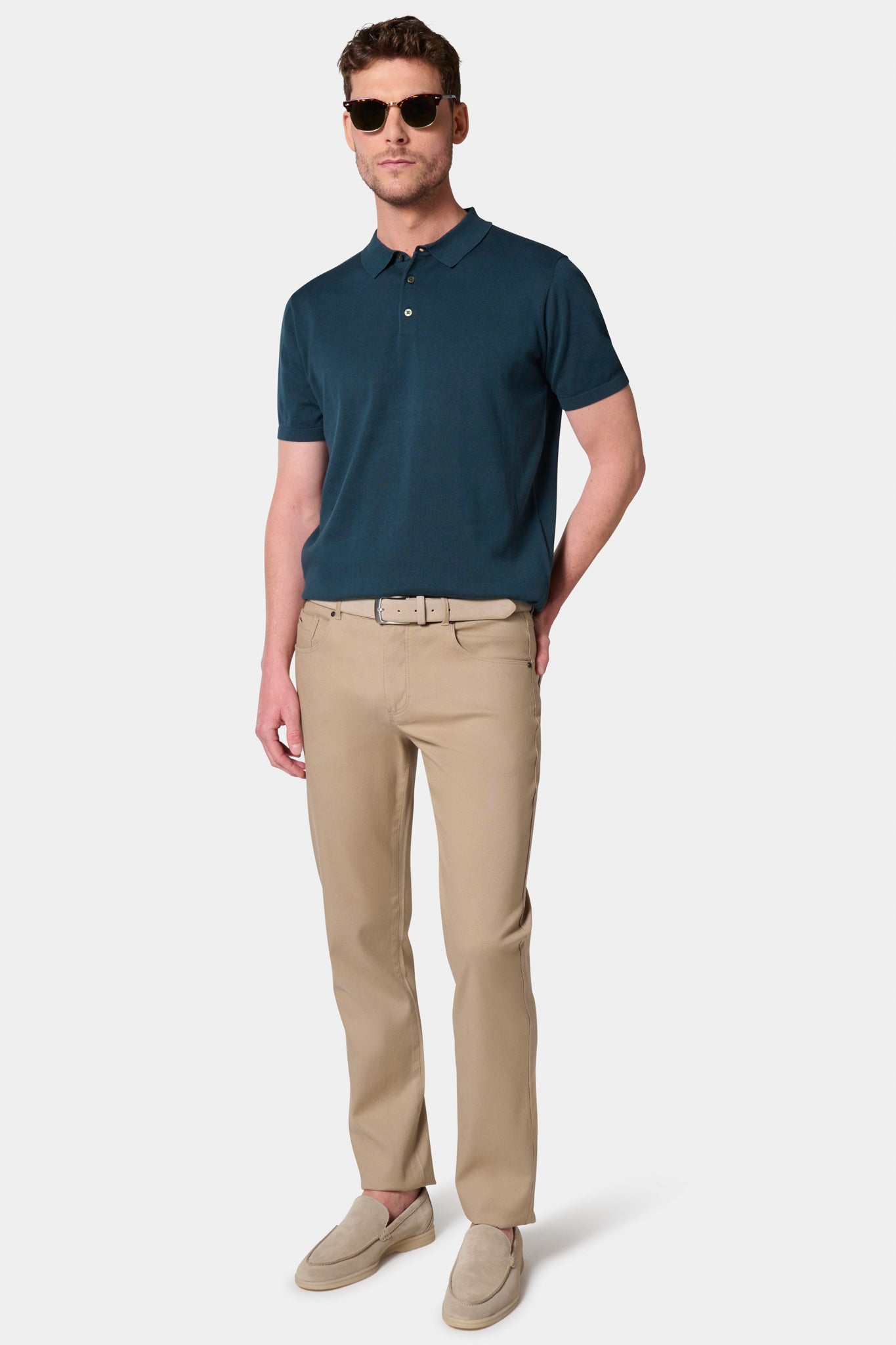 Pantalon 5 poches en dobby Jerem, poches plaquées surpiquées