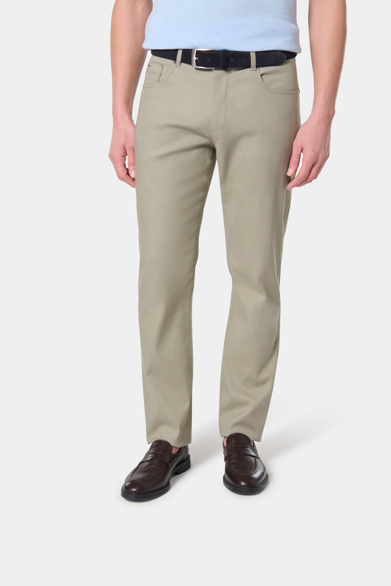 Pantalon 5 poches Jerem, coupe droite, poches plaquées surpiquées, coloris beige