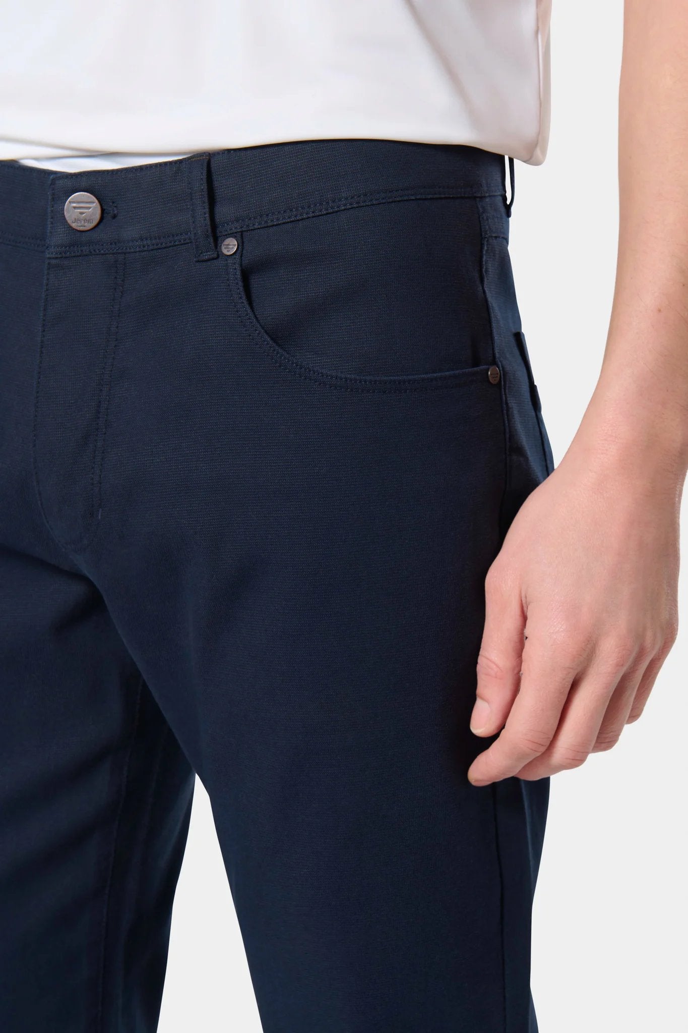 Dobby — Pantalon 5 poches Jerem, poches plaquées surpiquées, coupe droite