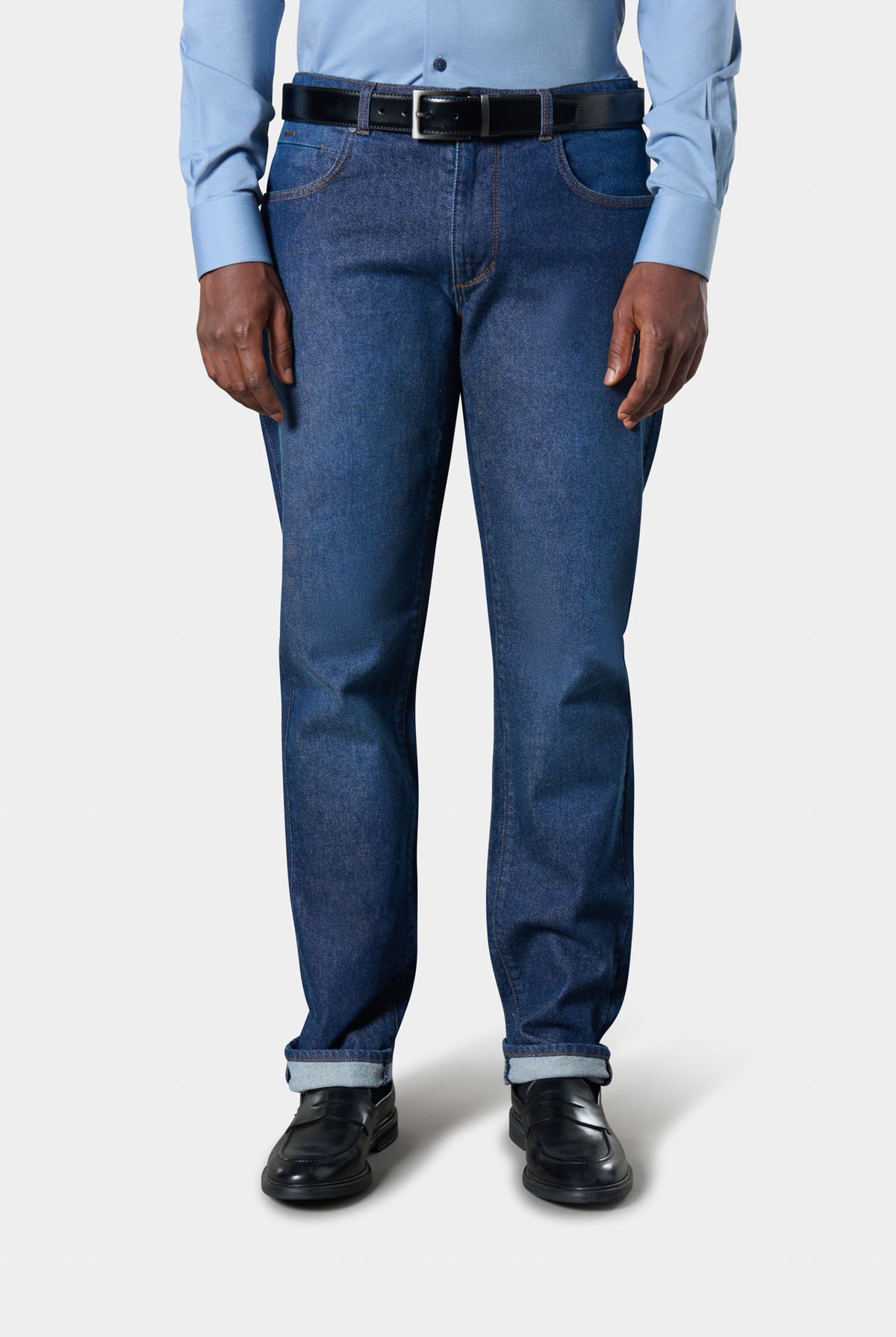 Straight-leg stretch raw denim jeans Jerem