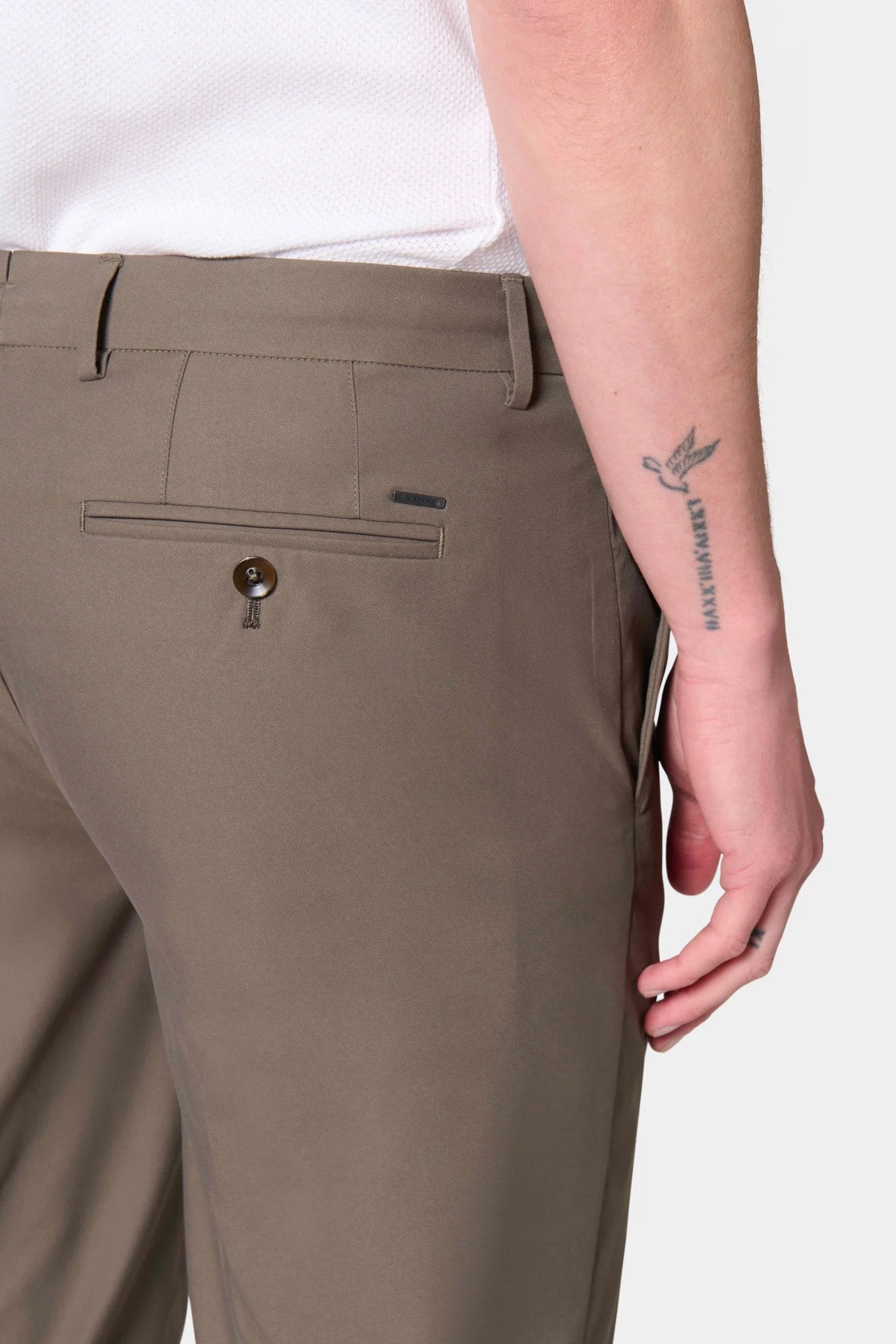Pantalon classique à pince Jerem, coupe droite, ceinture sartoriale stretch, coloris brun