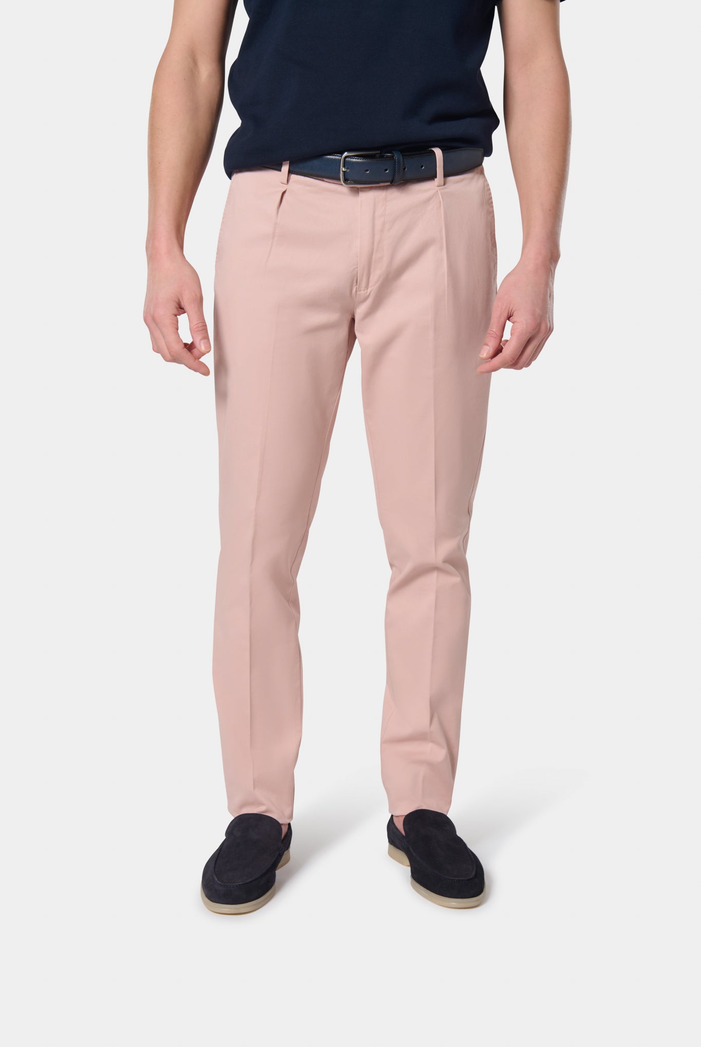 Pantalon classique à pince stretch Jerem, ceinture sartoriale stretch, ceinture sartoriale, poches italiennes, coloris beige
