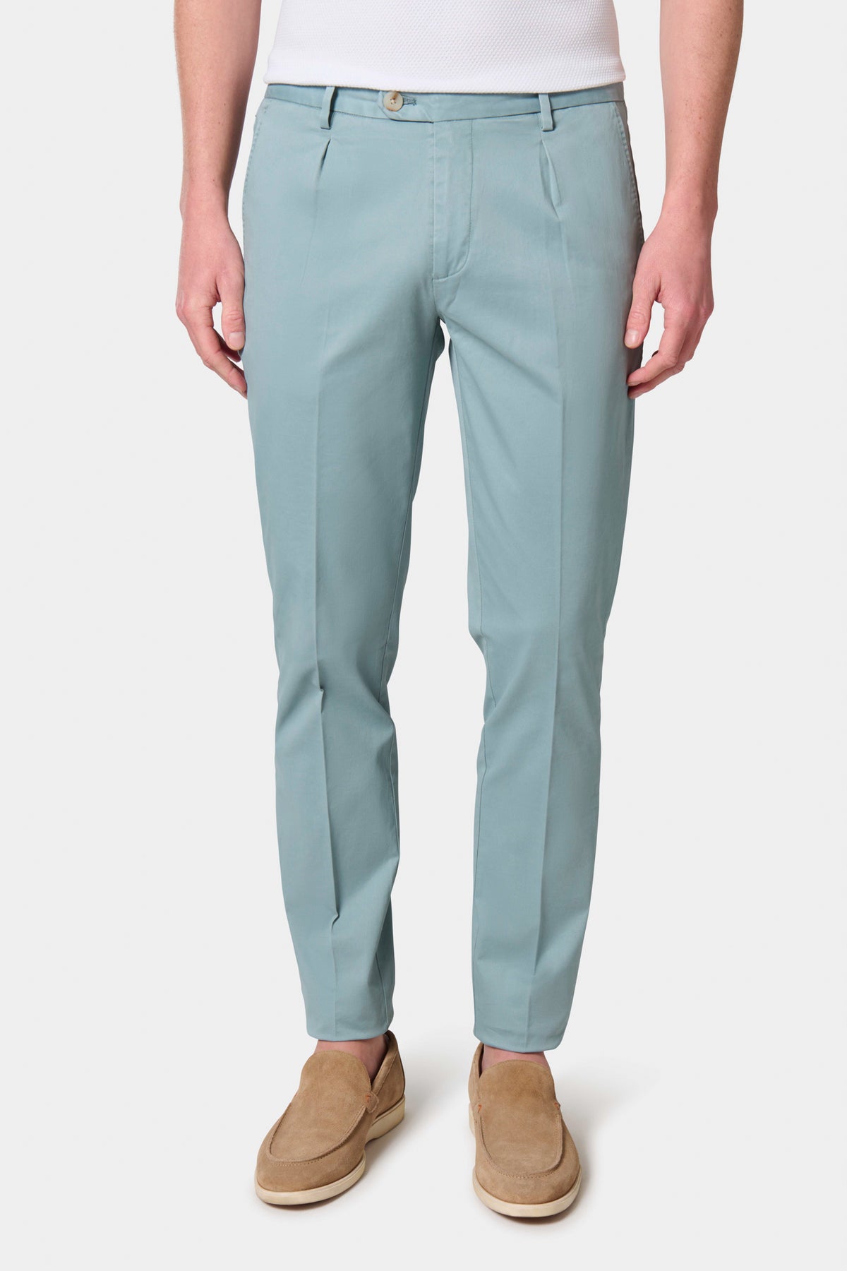 Pantalón clásico de pinzas elástico Jerem, bolsillos al bies, corte recto