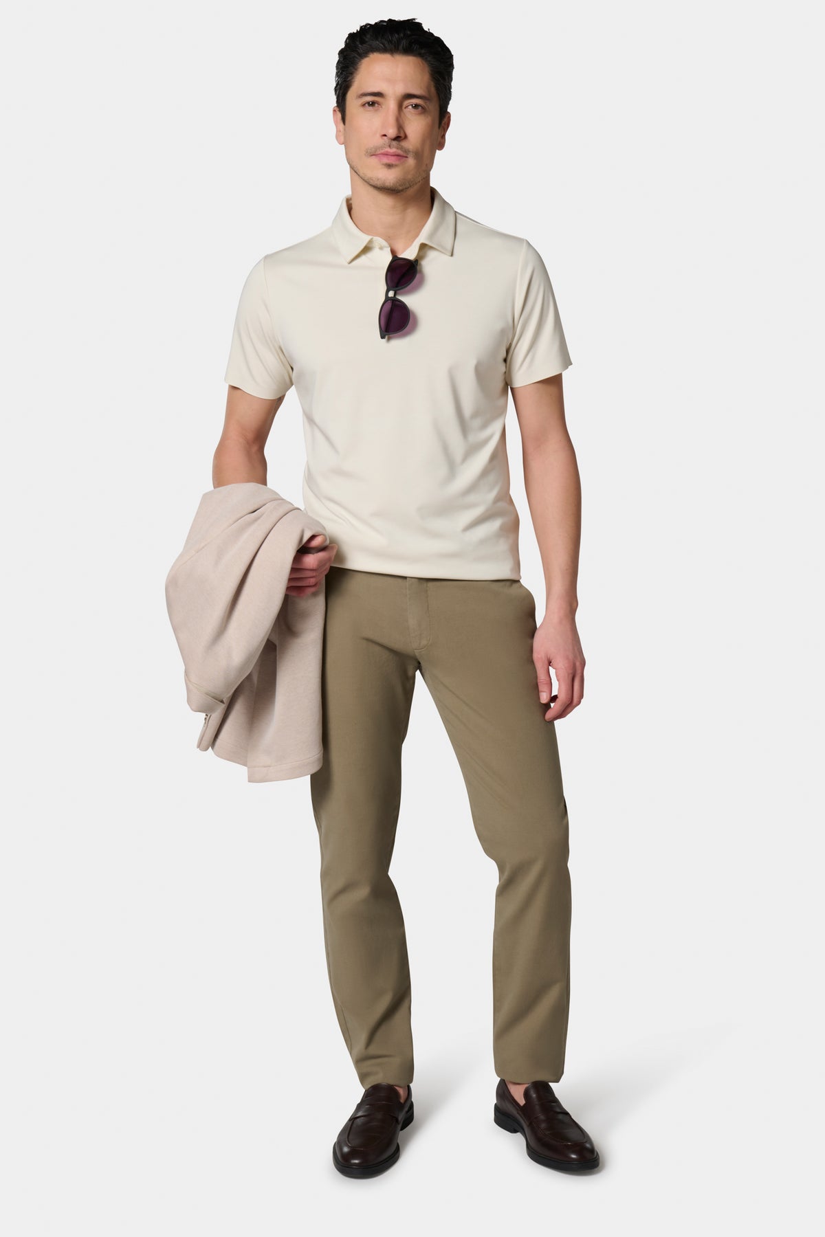 Lin stretch — Pantalon Jerem, ceinture sartoriale stretch