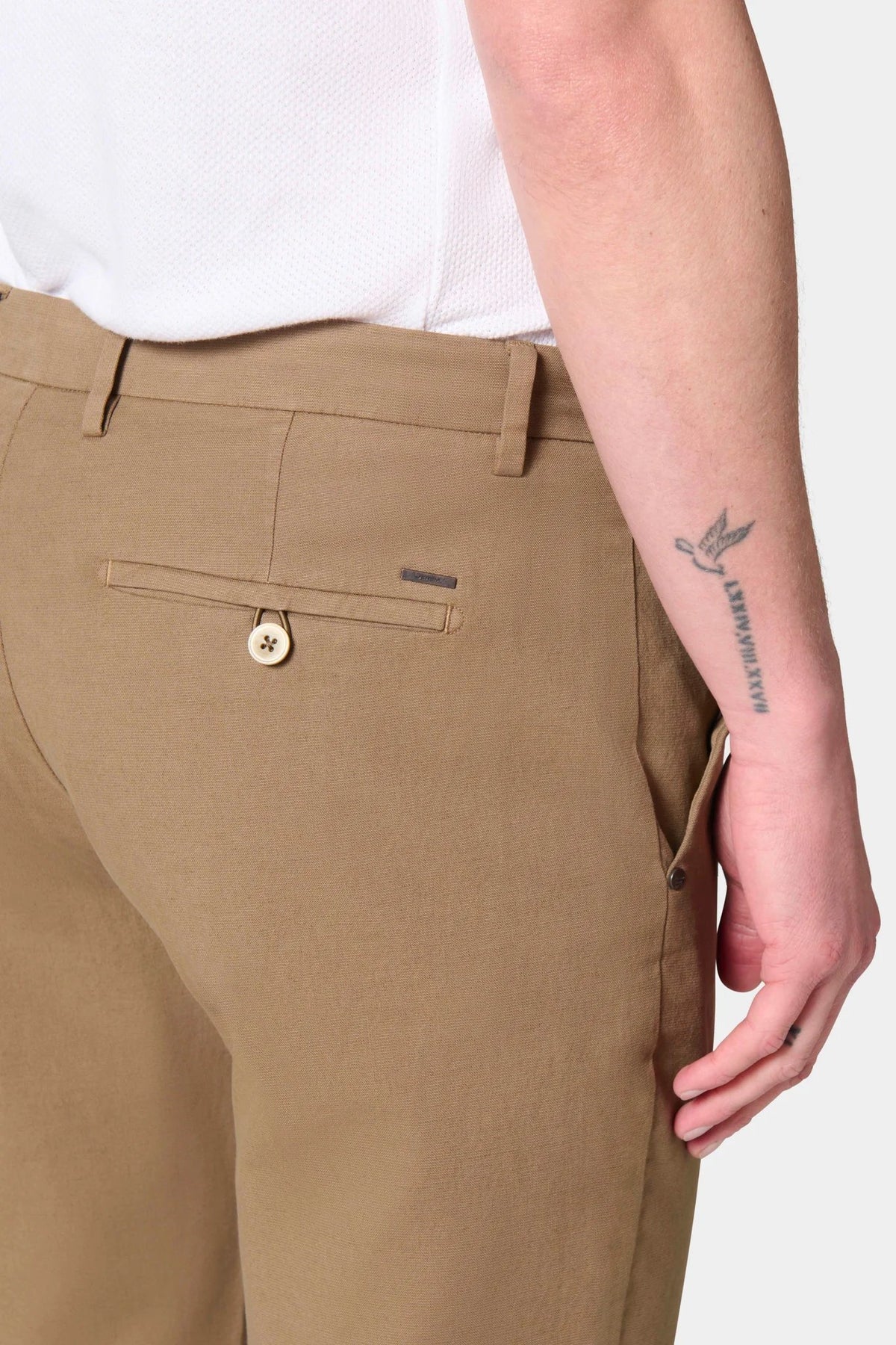 Pantalon en lin stretch Jerem, ceinture sartoriale stretch, ceinture sartoriale, coloris camel