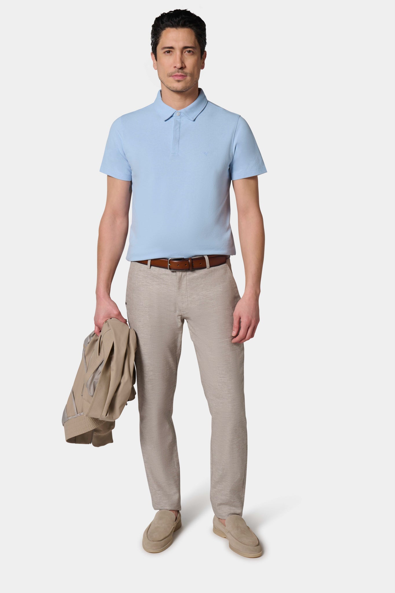 Pantalon de ville, gabardine de lin-coton Jerem, ceinture sartoriale stretch