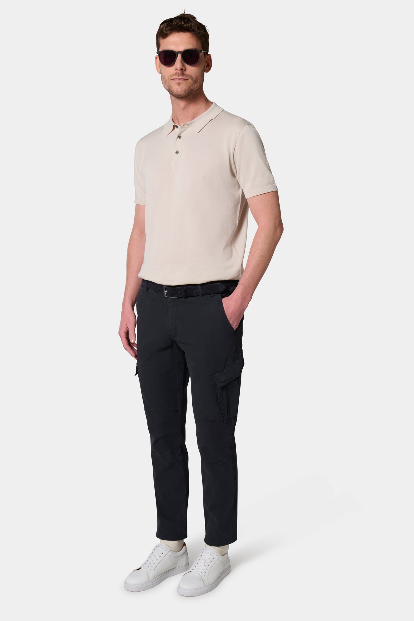 Twill — Pantalon cargo Jerem, poches italiennes, coloris noir