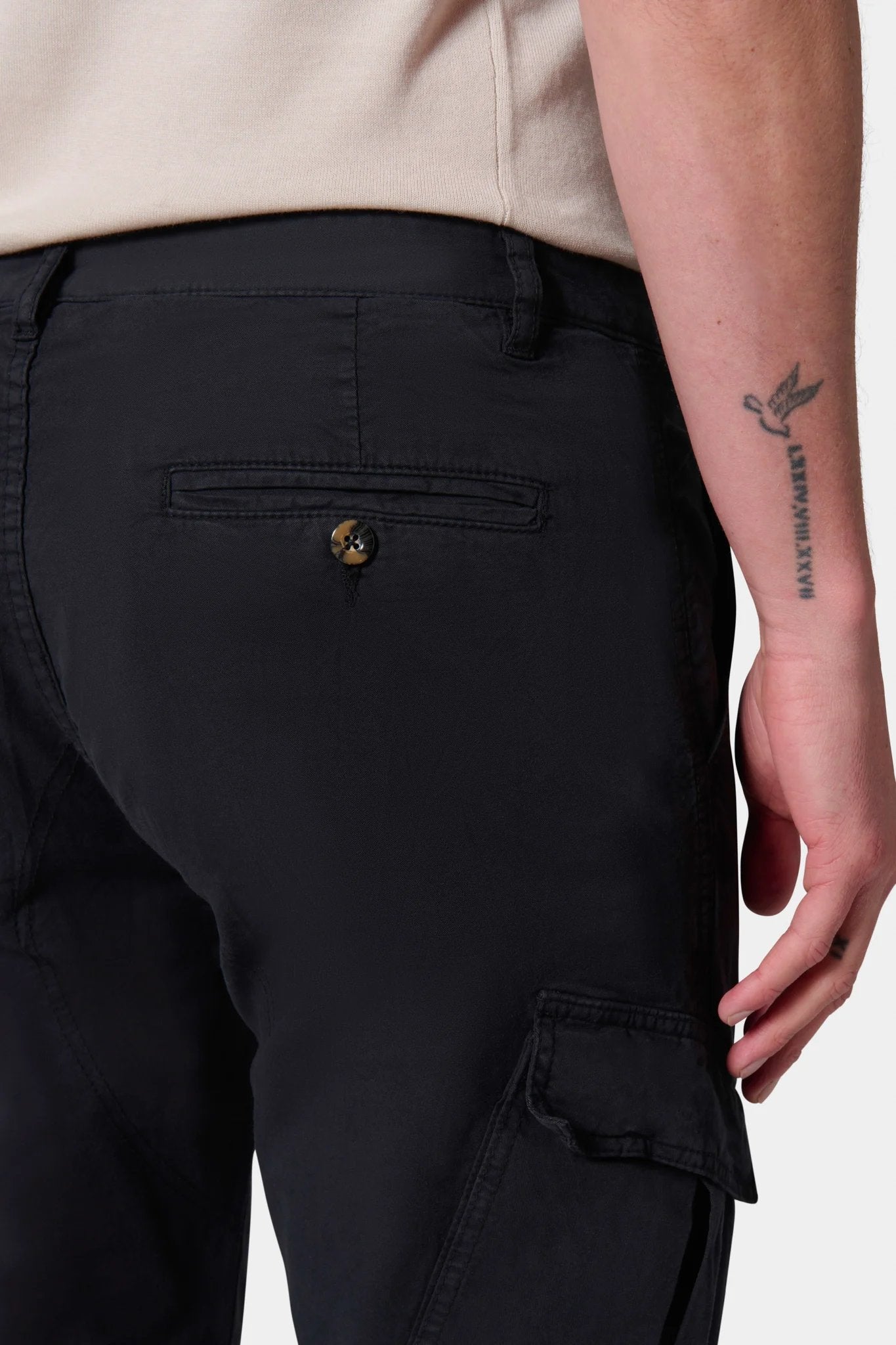 Pantalon cargo, twill Jerem, poches italiennes, coloris noir