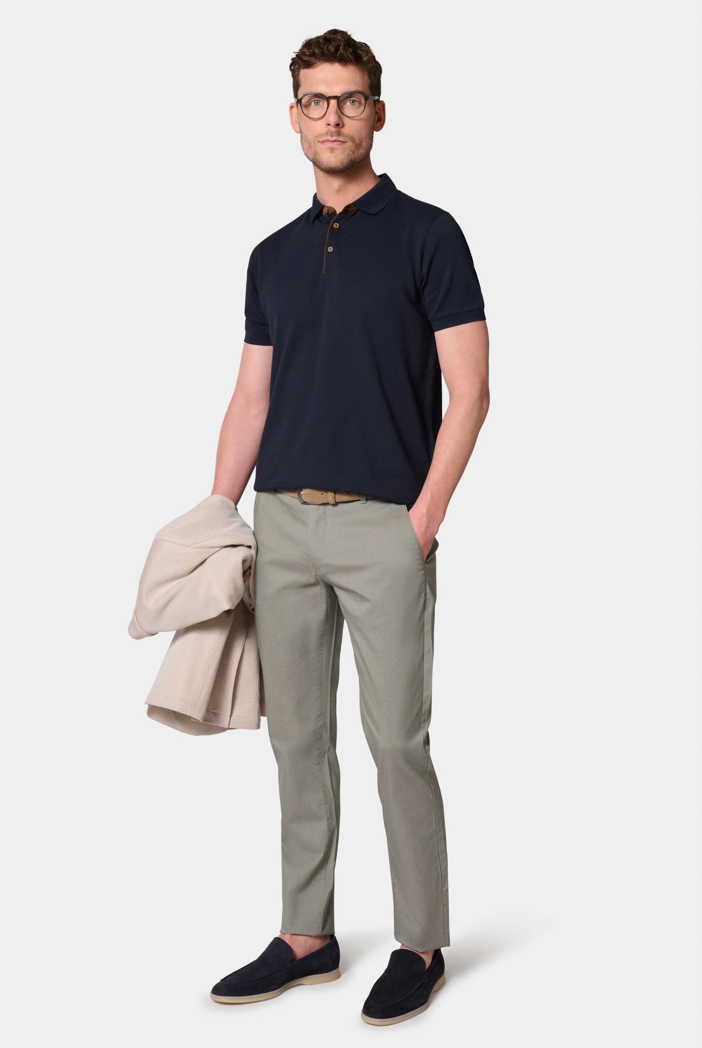 Jerem — Pantalon de ville en dobby bleu ciel