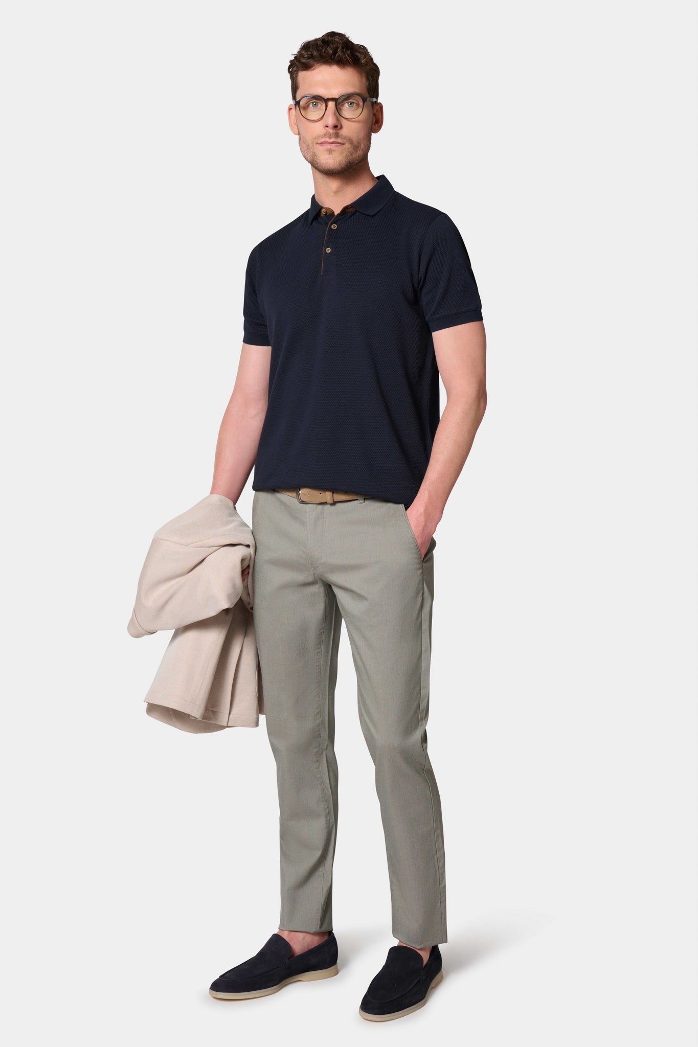 Jerem — Pantalon de ville en dobby bleu ciel