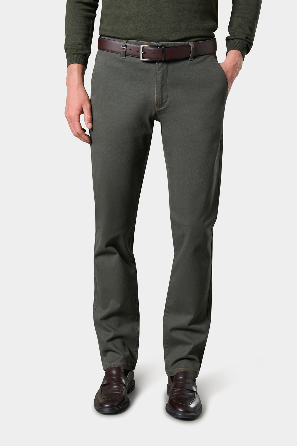 City trousers in washed cotton gabardine