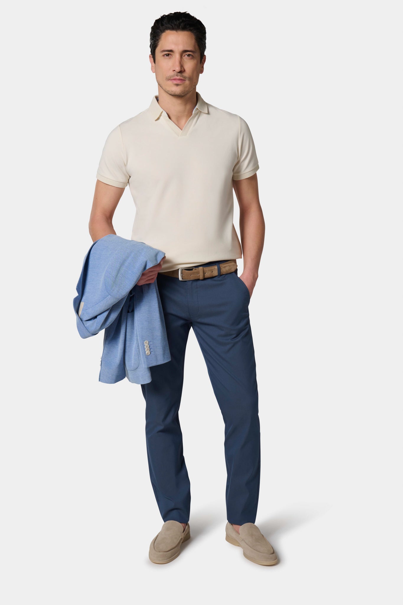 Pantalon de ville, dobby Jerem, coloris bleu marine