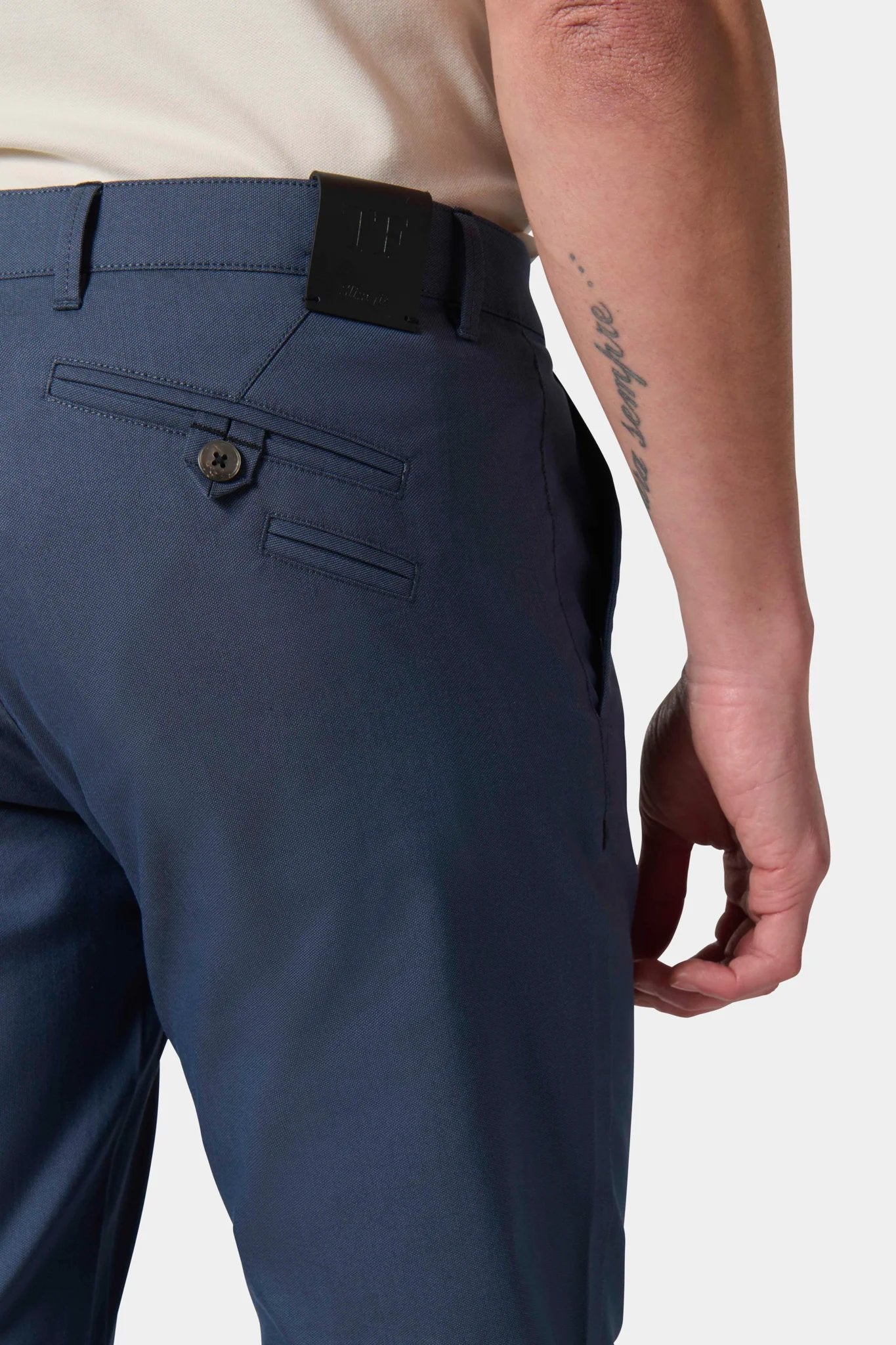 Pantalon de ville en dobby Jerem, coloris bleu marine
