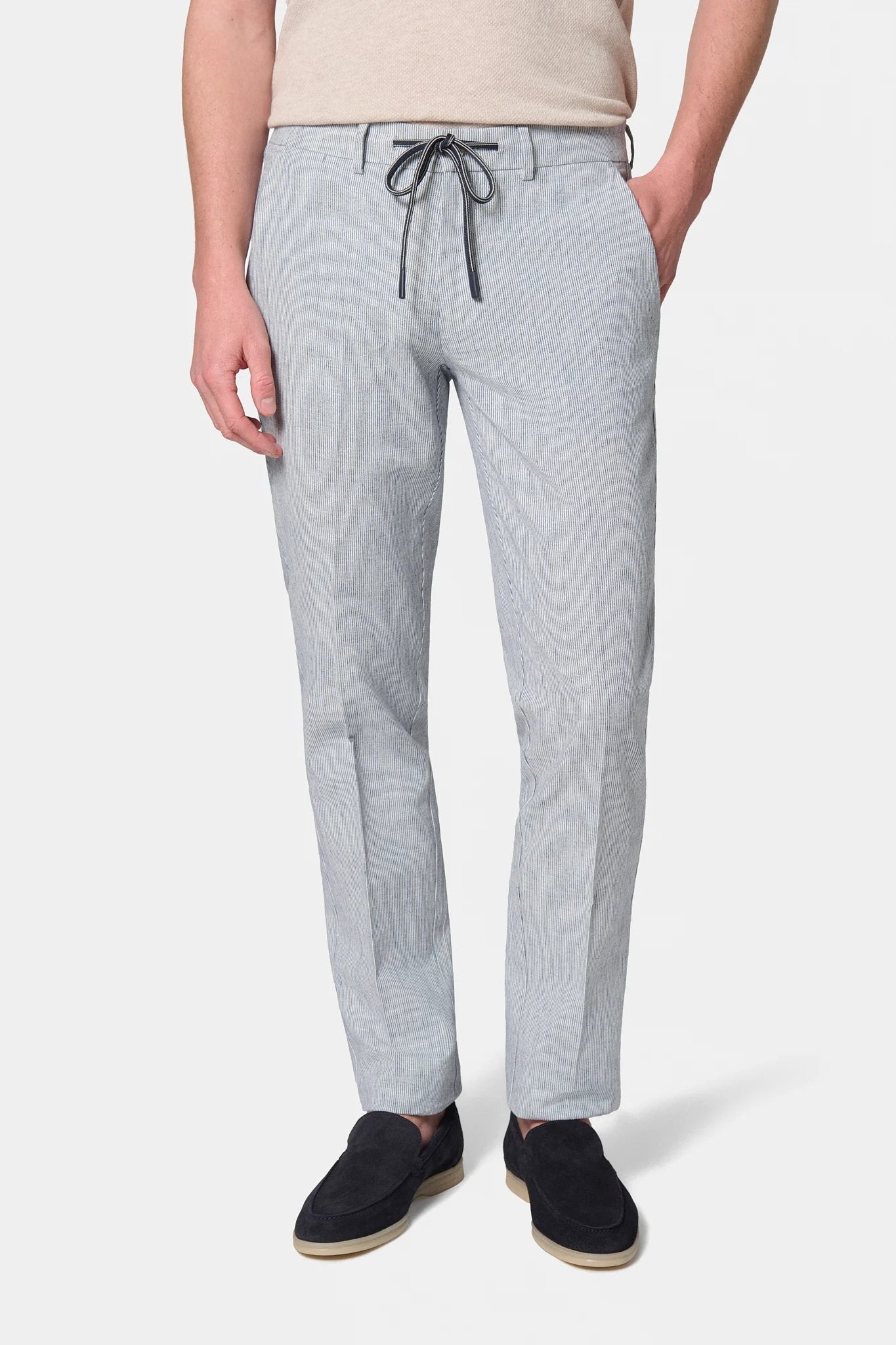Pantalon rayé en lin-coton Jerem