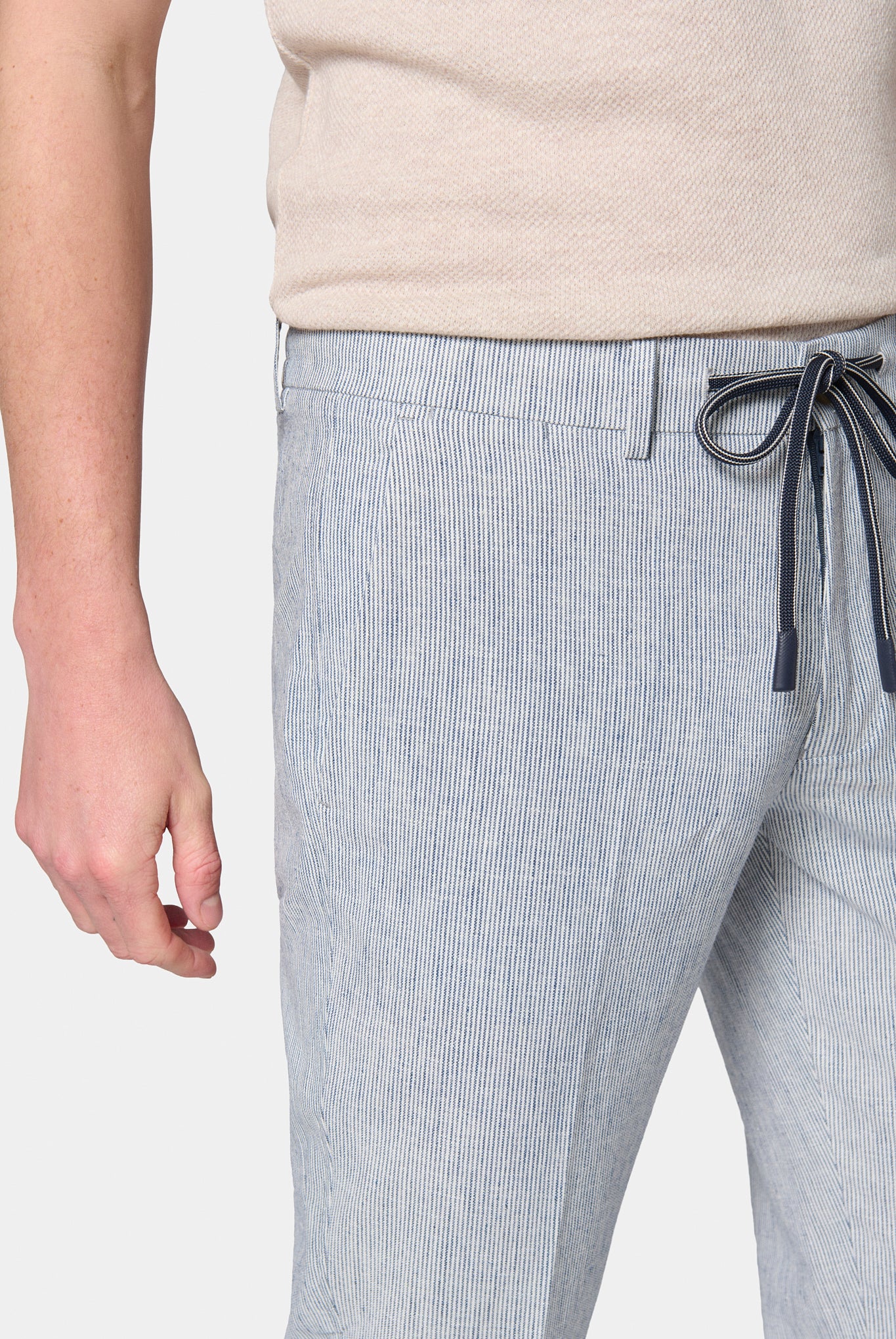 Pantalon rayé, lin-coton Jerem
