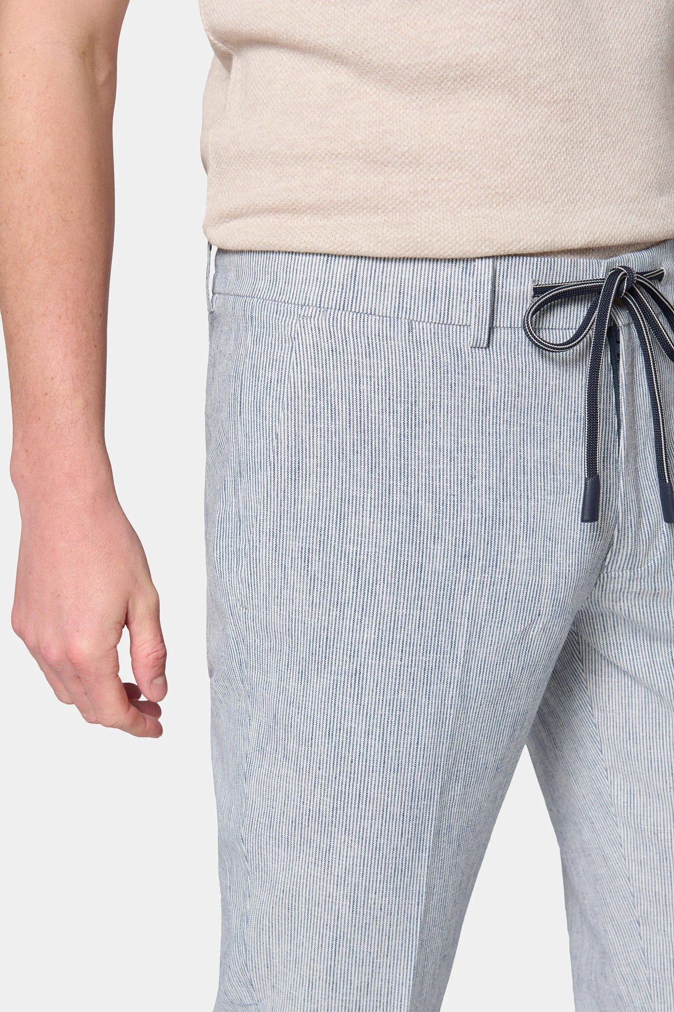 Pantalon rayé, lin-coton Jerem
