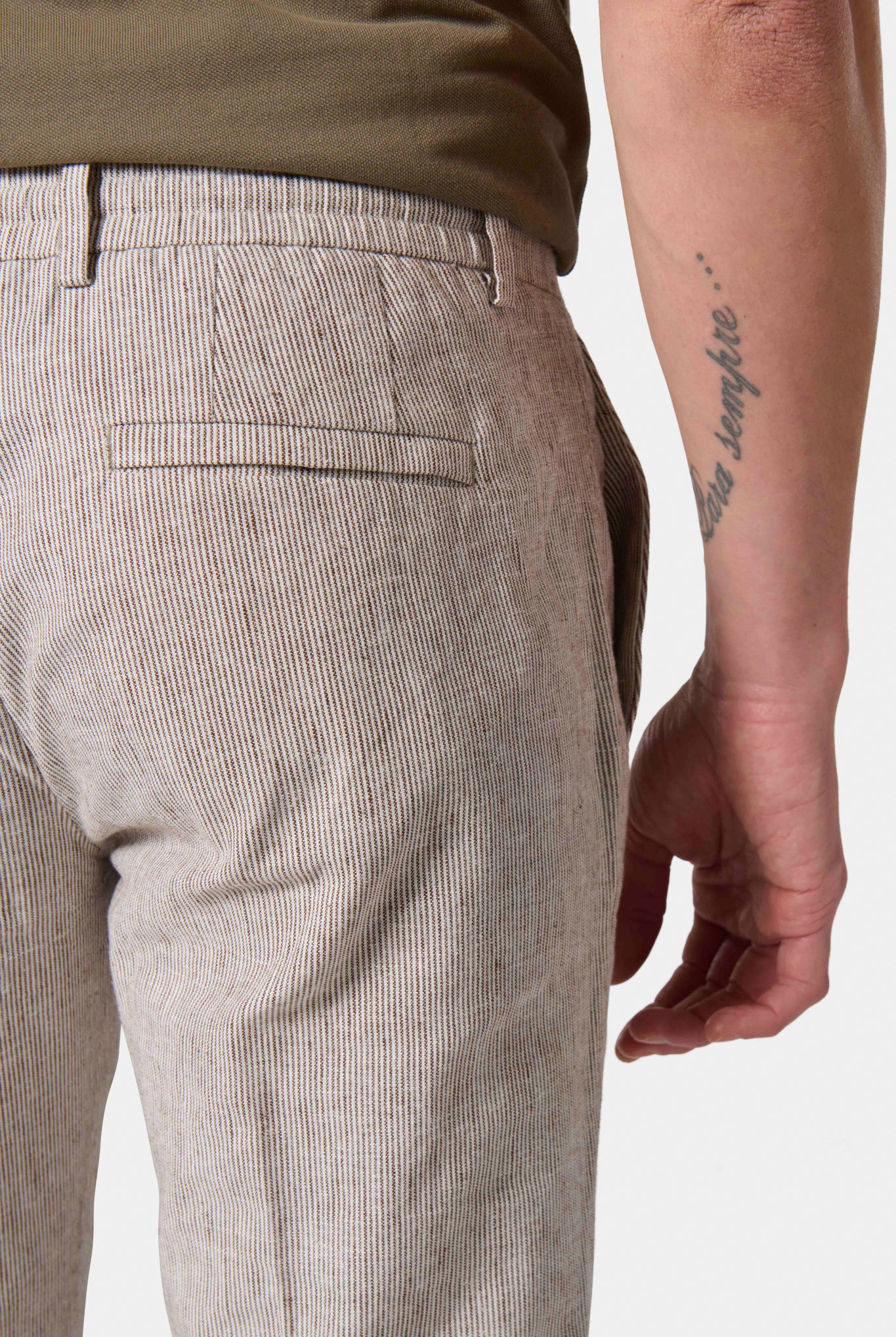 Pantalon rayé en lin-coton Jerem vue 5