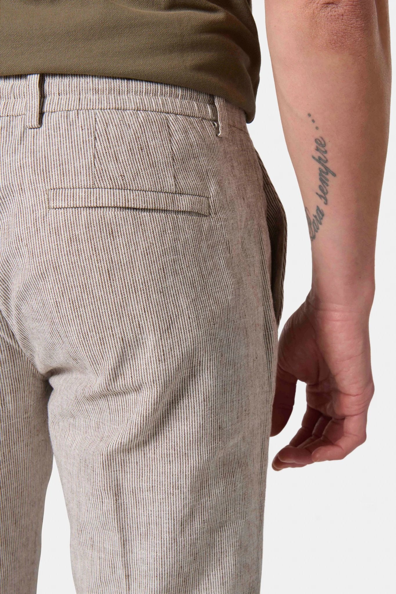 Pantalon rayé en lin-coton Jerem vue 5