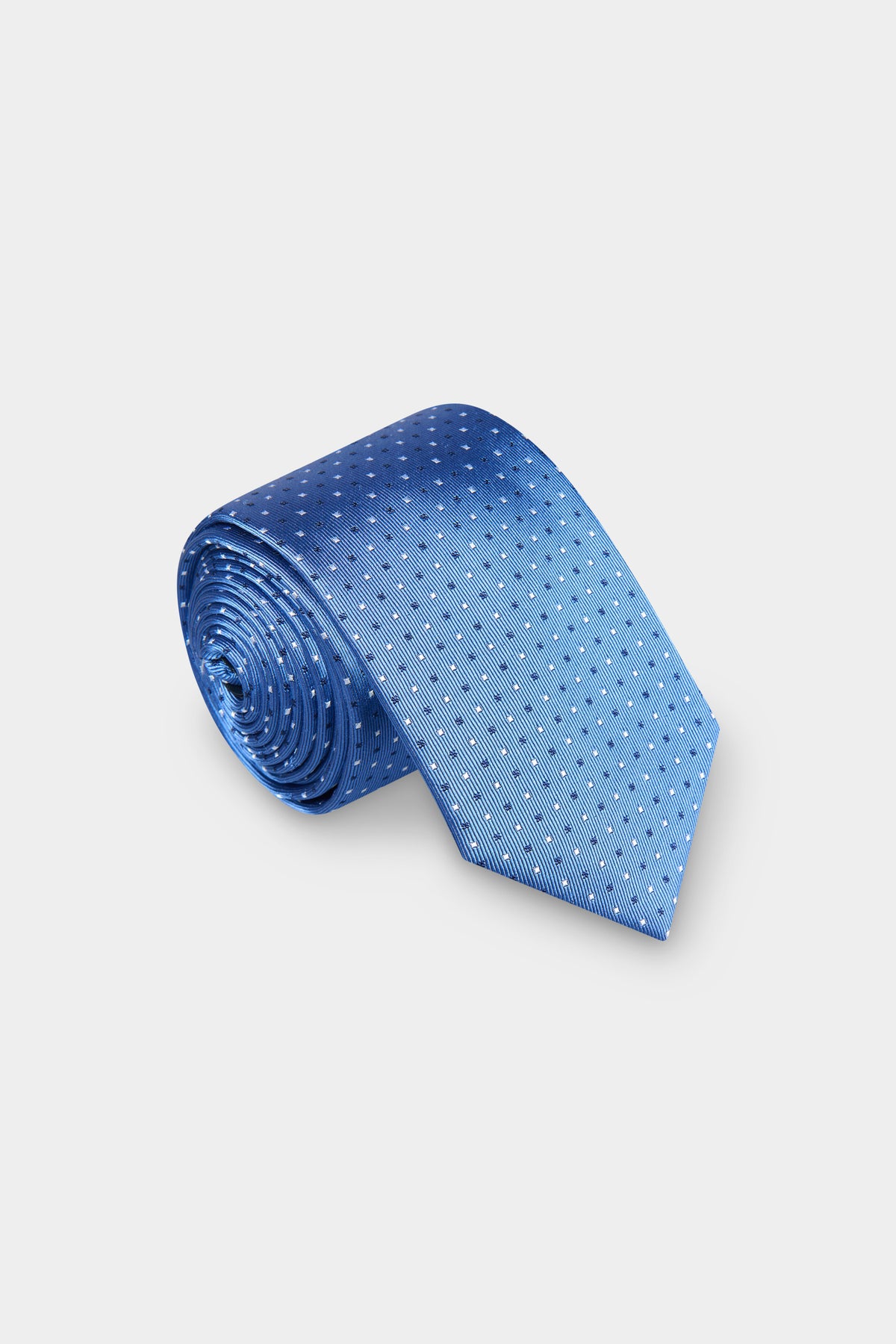 Cravate en soie à micro-motif géométrique bleu