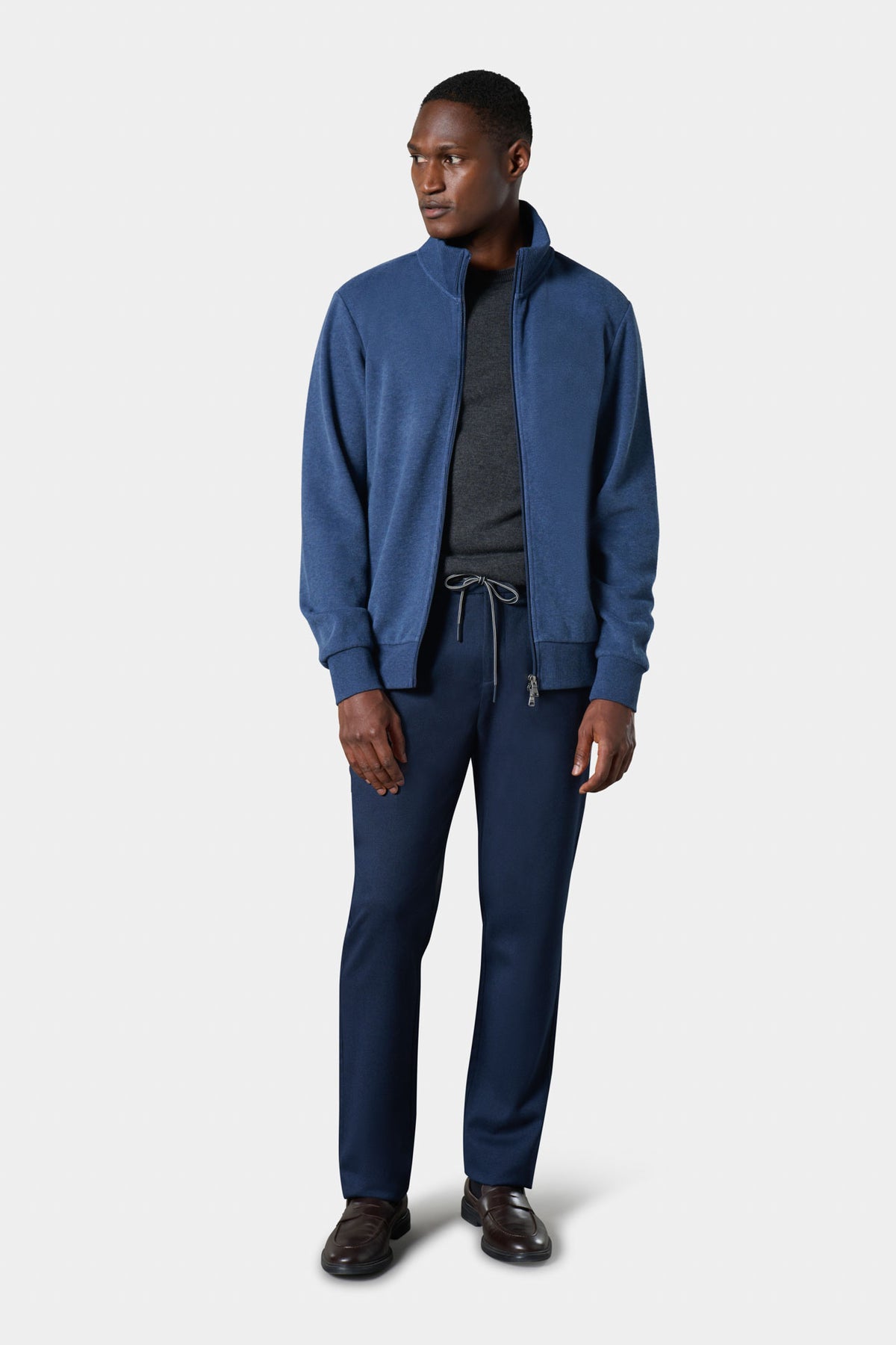 Chaqueta de punto con cremallera y cuello alto en canalé