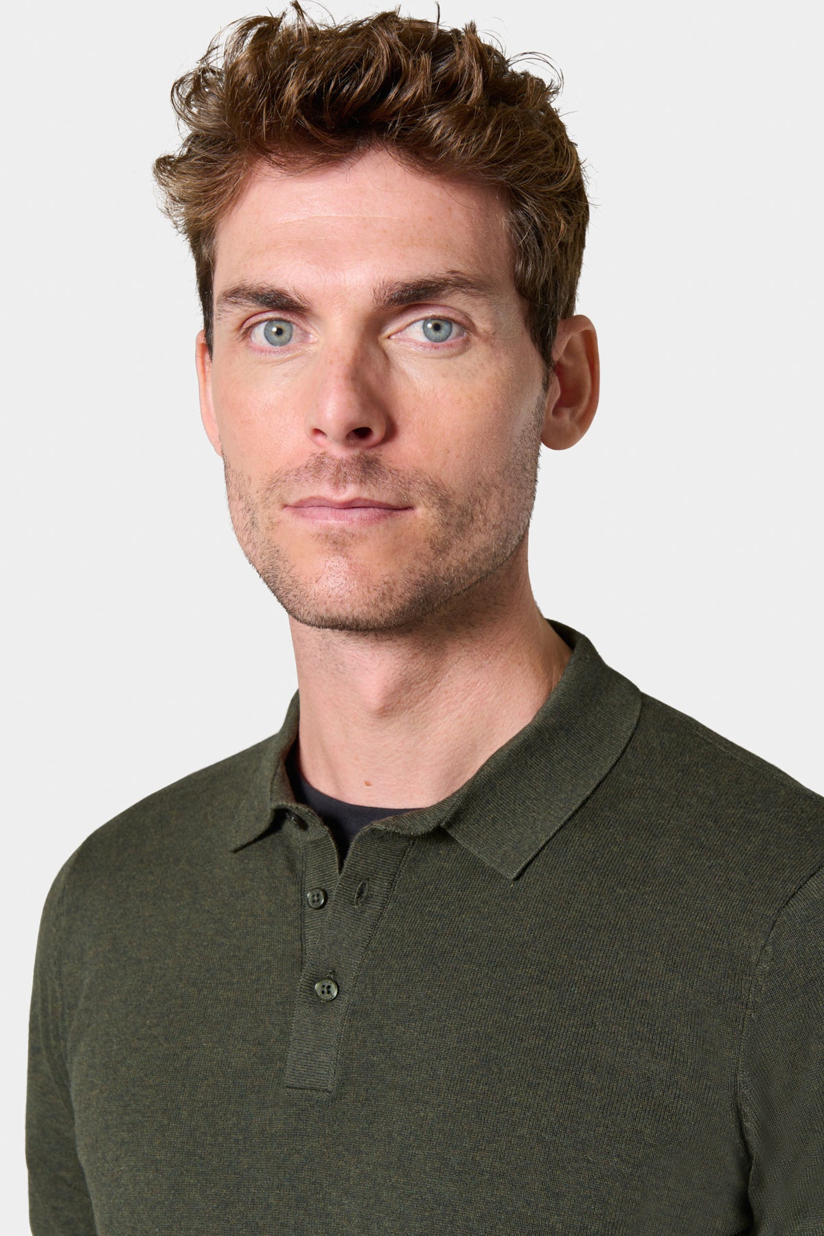 Long-sleeved polo in cotton and cashmere