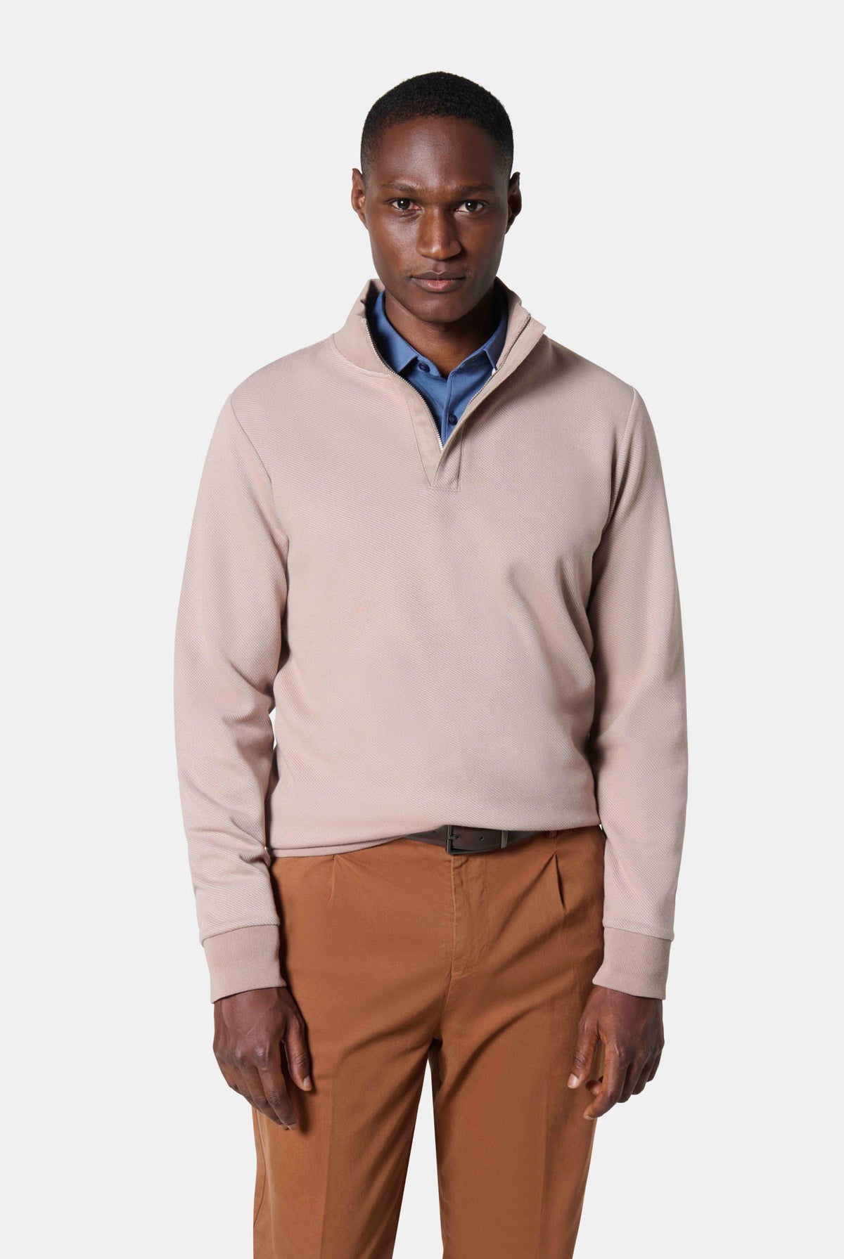 Polo manches longues col montant zippé en jacquard Jerem Paris